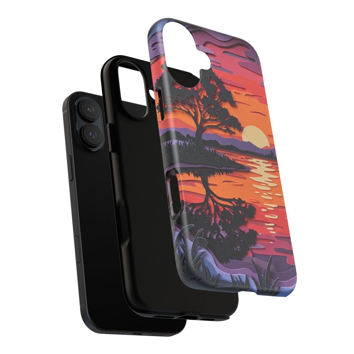 iPhone Case - Colorful Paper Art Sunset Design