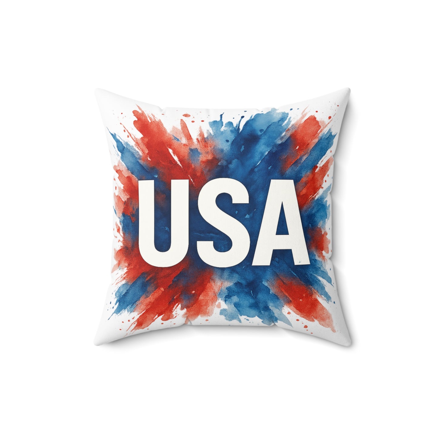 USA Watercolor Throw Pillow - Patriotic Red White and Blue Decor, Double-Sided Cushion, 4th of July Accent, Cover and Insert Included