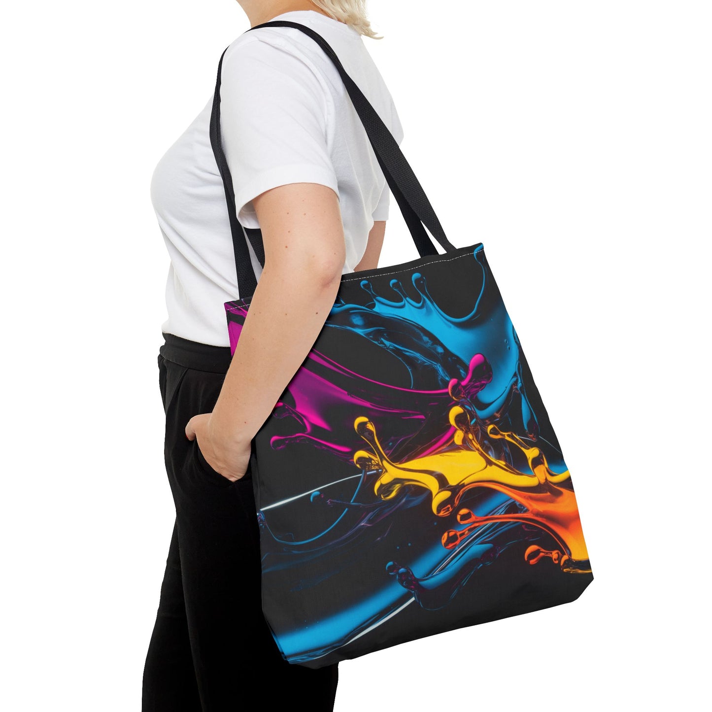 Abstract Neon Splash Tote Bag, Vibrant Colorful Art Bag, Reusable Shopping Bag, Modern Everyday Carryall, Bright Aesthetic Gift For Her