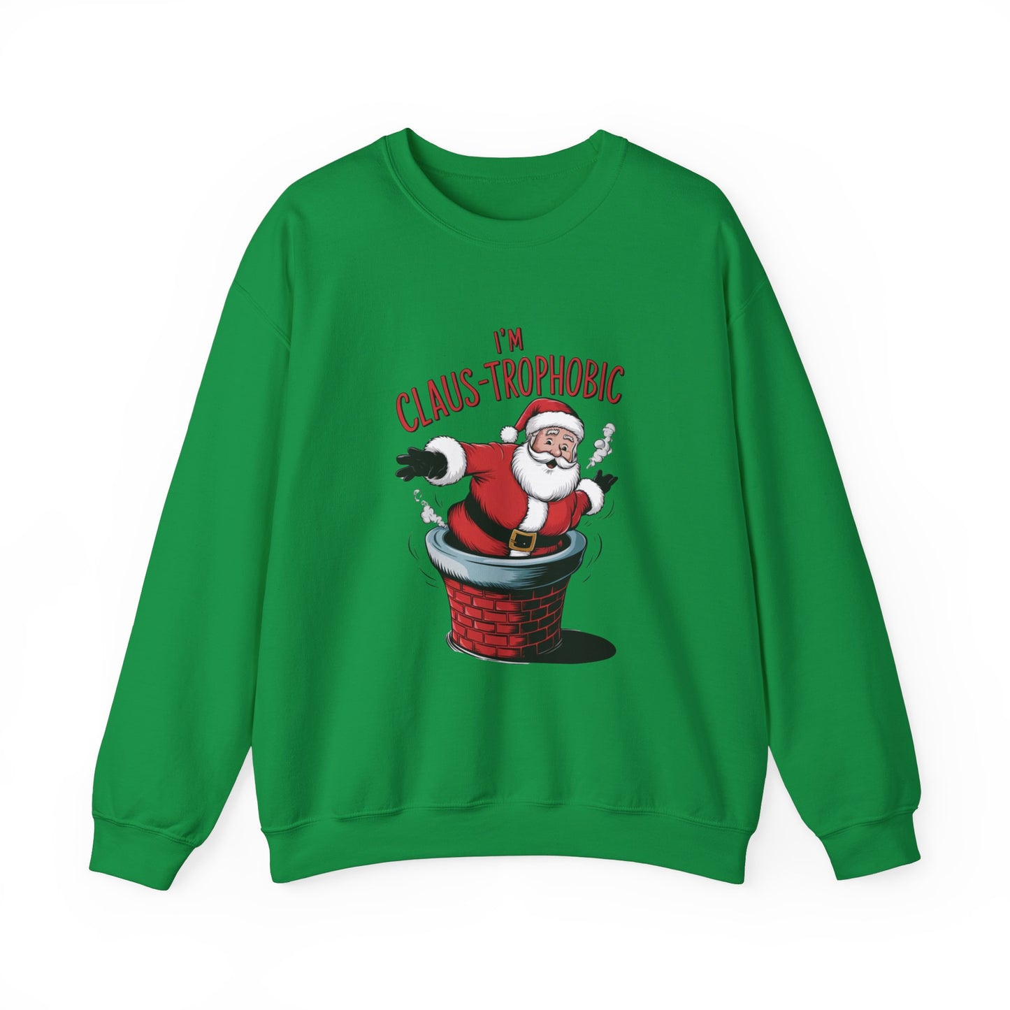 Christmas Santa Funny Unisex Sweatshirt, I'm Claus-trophobic Holiday, Santa Stuck Chimney, Festive Xmas Shirt,