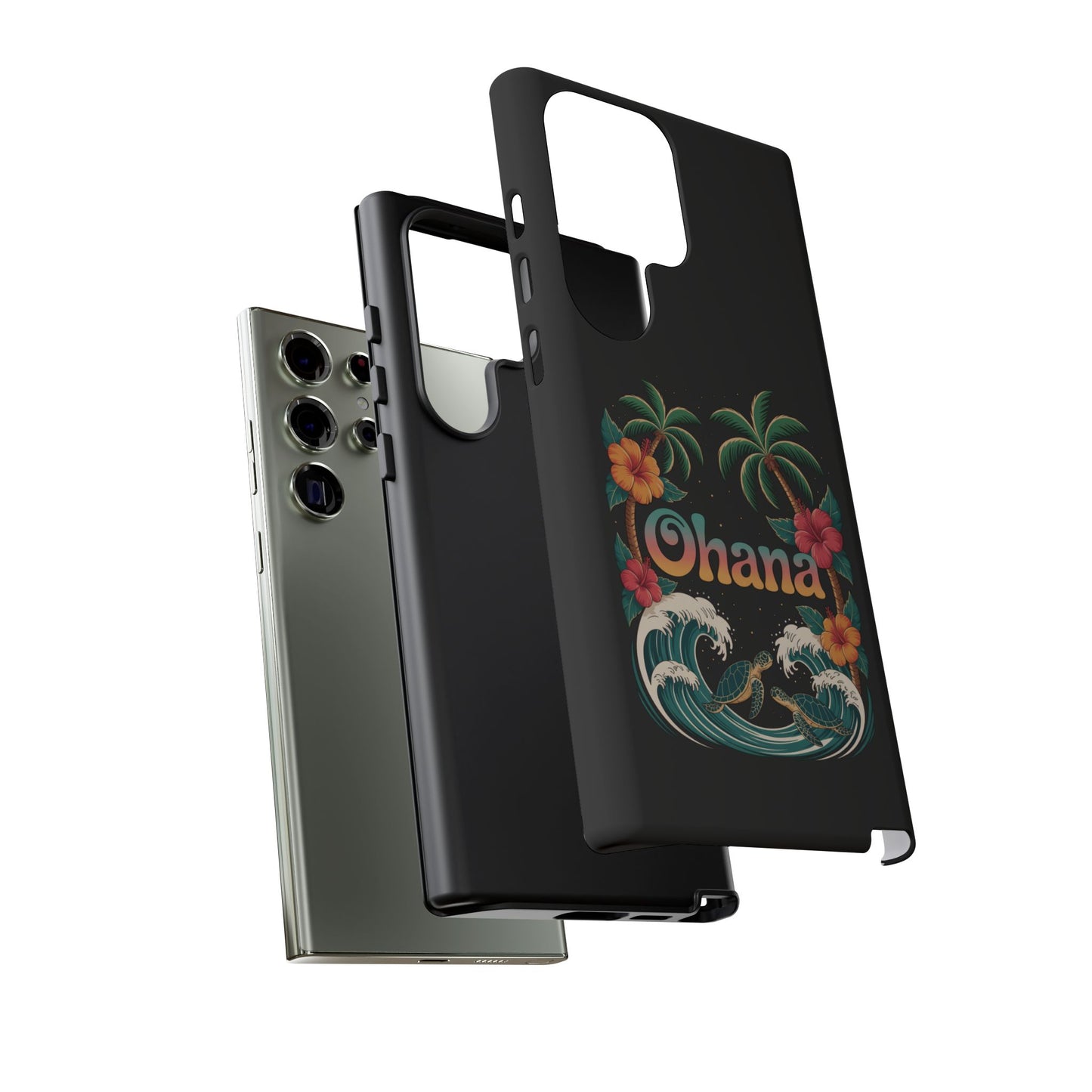 Tropical Ohana Samsung Case - Summer Beach Phone Cover - Hawaiian Palm & Hibiscus Design - Rugged & Glossy Protector for Galaxy