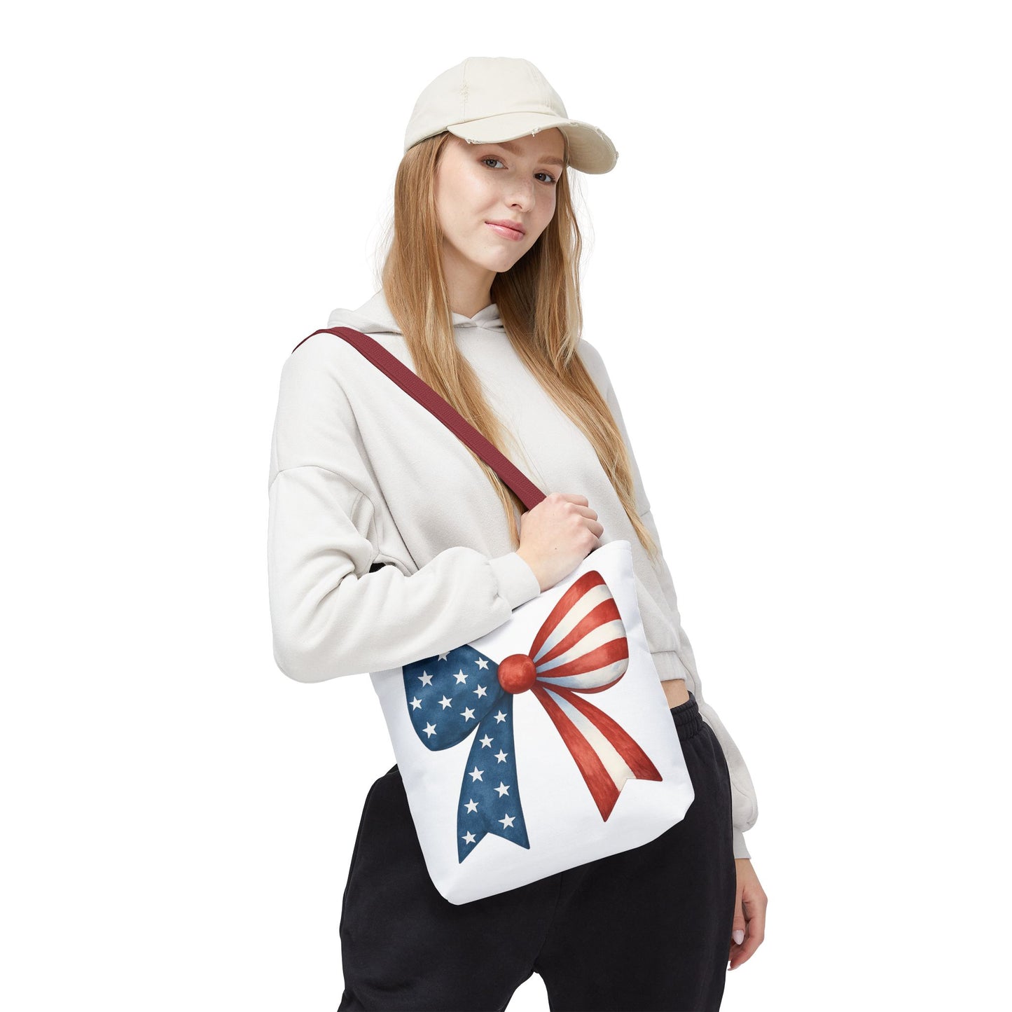 Patriotic Bow Tote Bag | 4th of July Reusable Bag | American Flag Tote | USA Stars Stripes Bag | Independence Day Gift | USA Market Bag