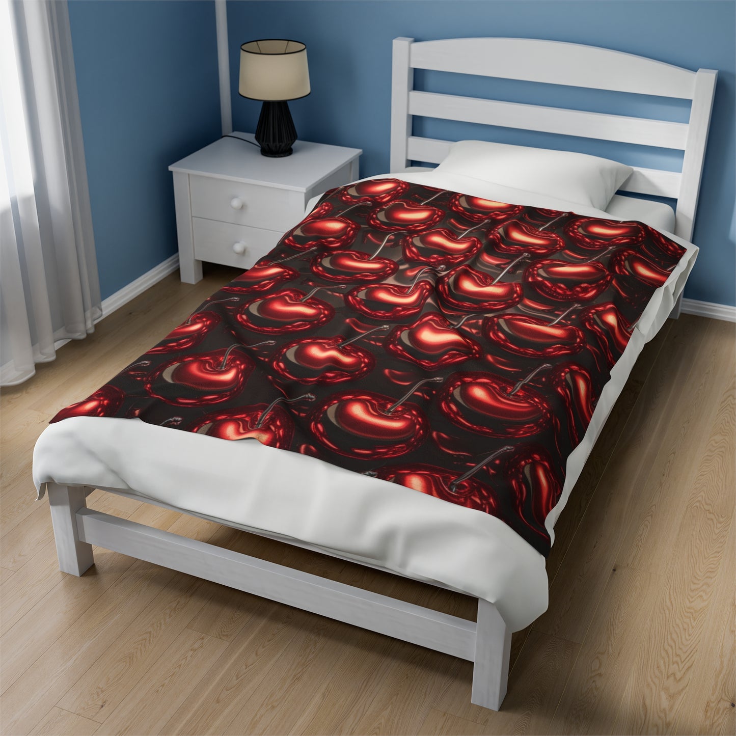 Plush Blanket with Shiny Cherry Design