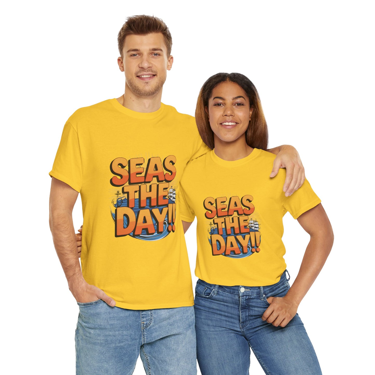 Seas The Day!! Tee • Ocean Pun Graphic Shirt • Comfort Colors Unisex Beachy Vibes • Nautical Aesthetic • Gift for Sea Lovers & Summer Vacays