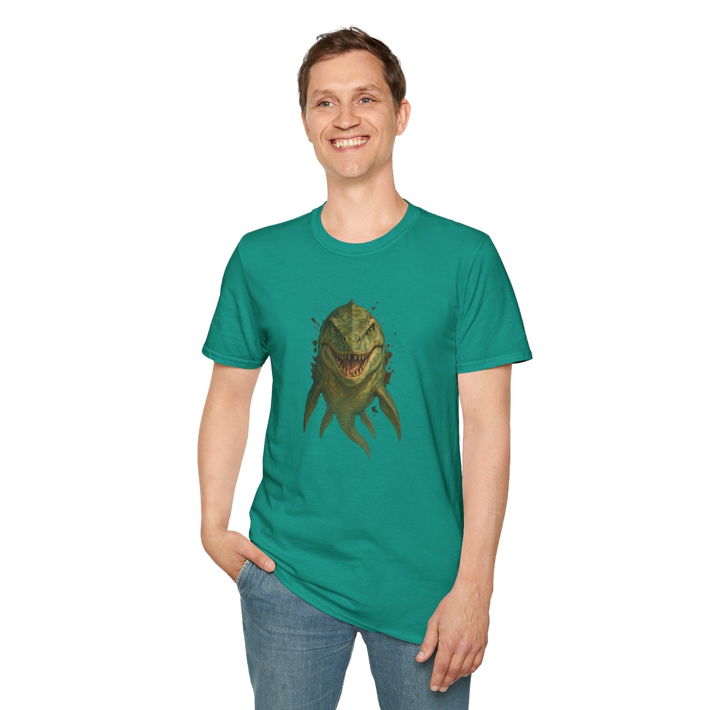 Watercolor Mosasaurus T-Shirt | Prehistoric Sea Dinosaur Tee | Fossil Lover Gift | Unisex Cotton Graphic Shirt Jurassic Tee