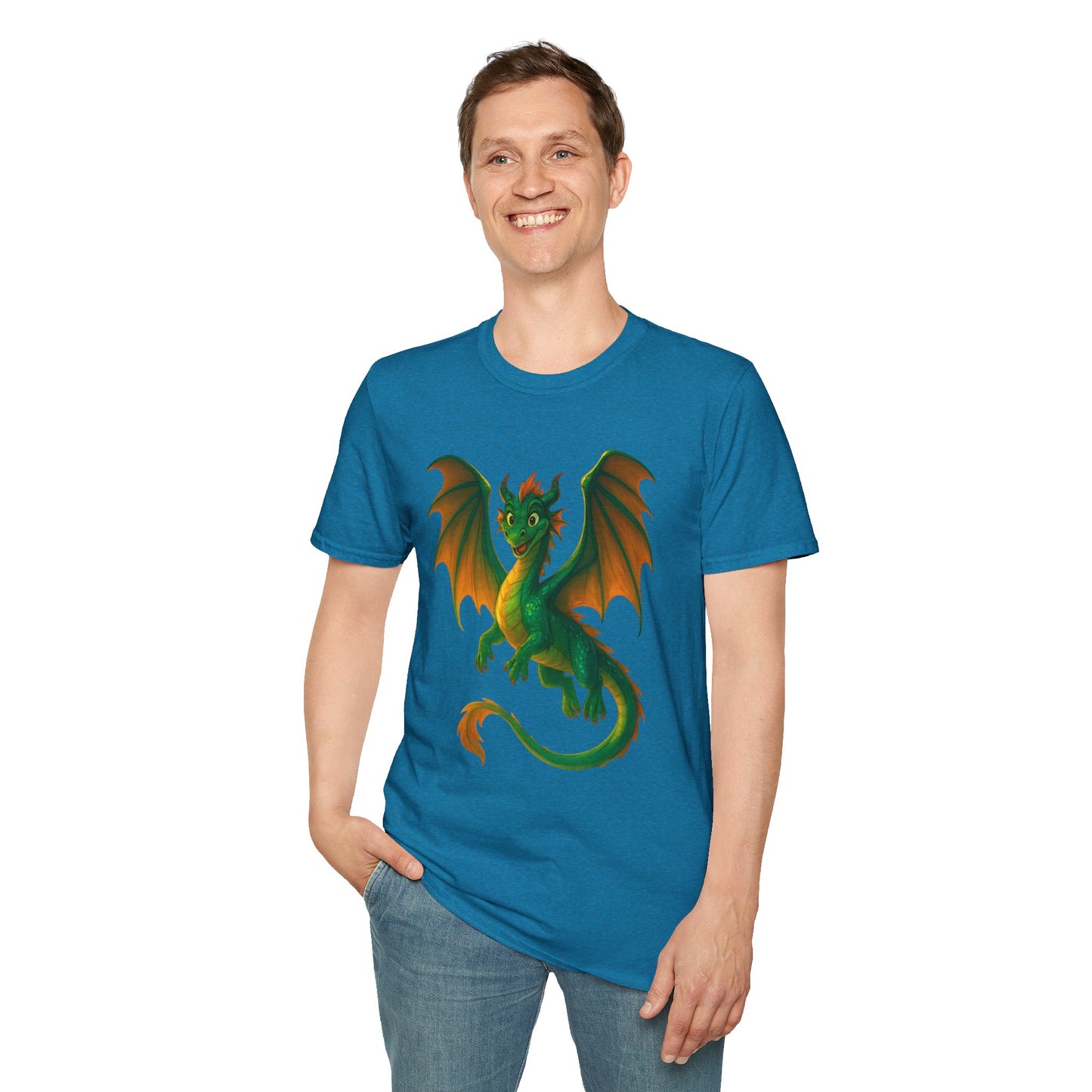 Green Dragon Fantasy T-Shirt | Unisex Mythical Creature Tee | DnD Gamer Gift | Cool Dragon Shirt | Magic RPG Nerdy Graphic Tee