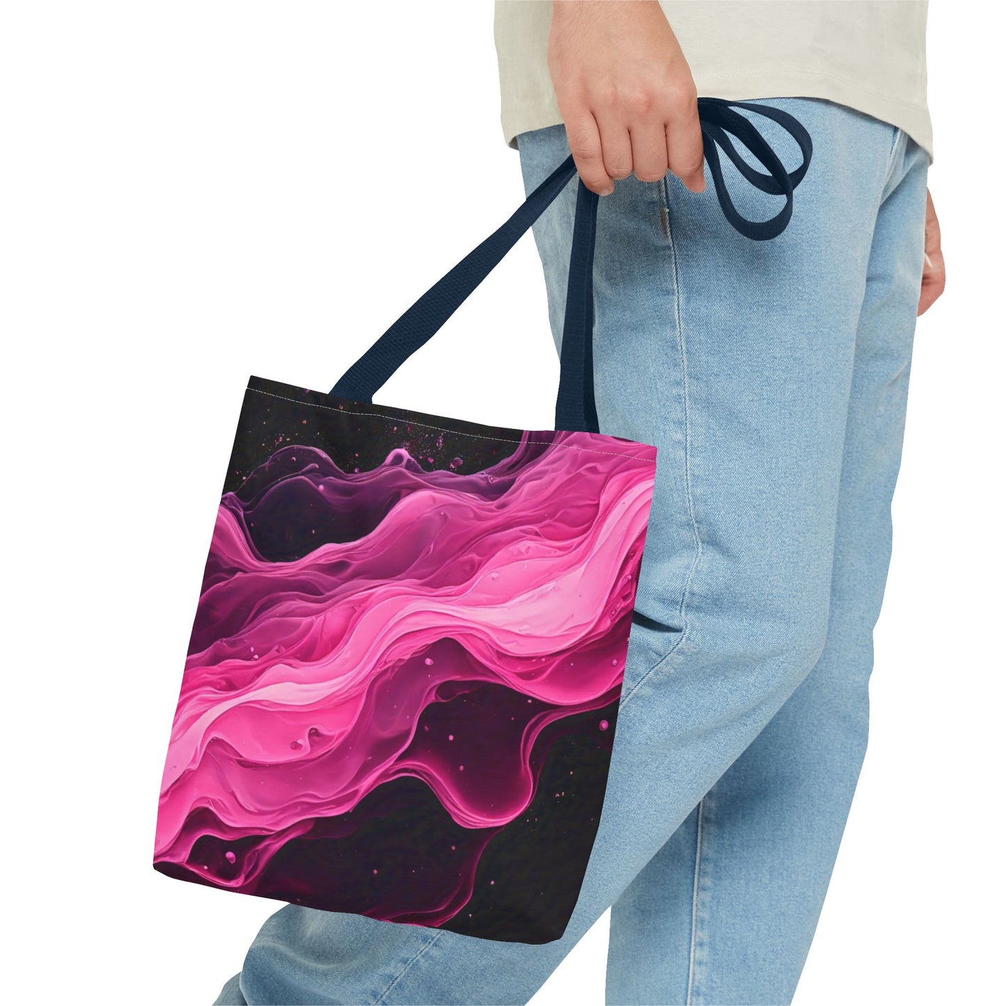 Pink Abstract Tote Bag | Bold Magenta Swirl Art Print Tote | Abstract Expressionism Carryall | Statement Shopper | Canvas Tote Bag