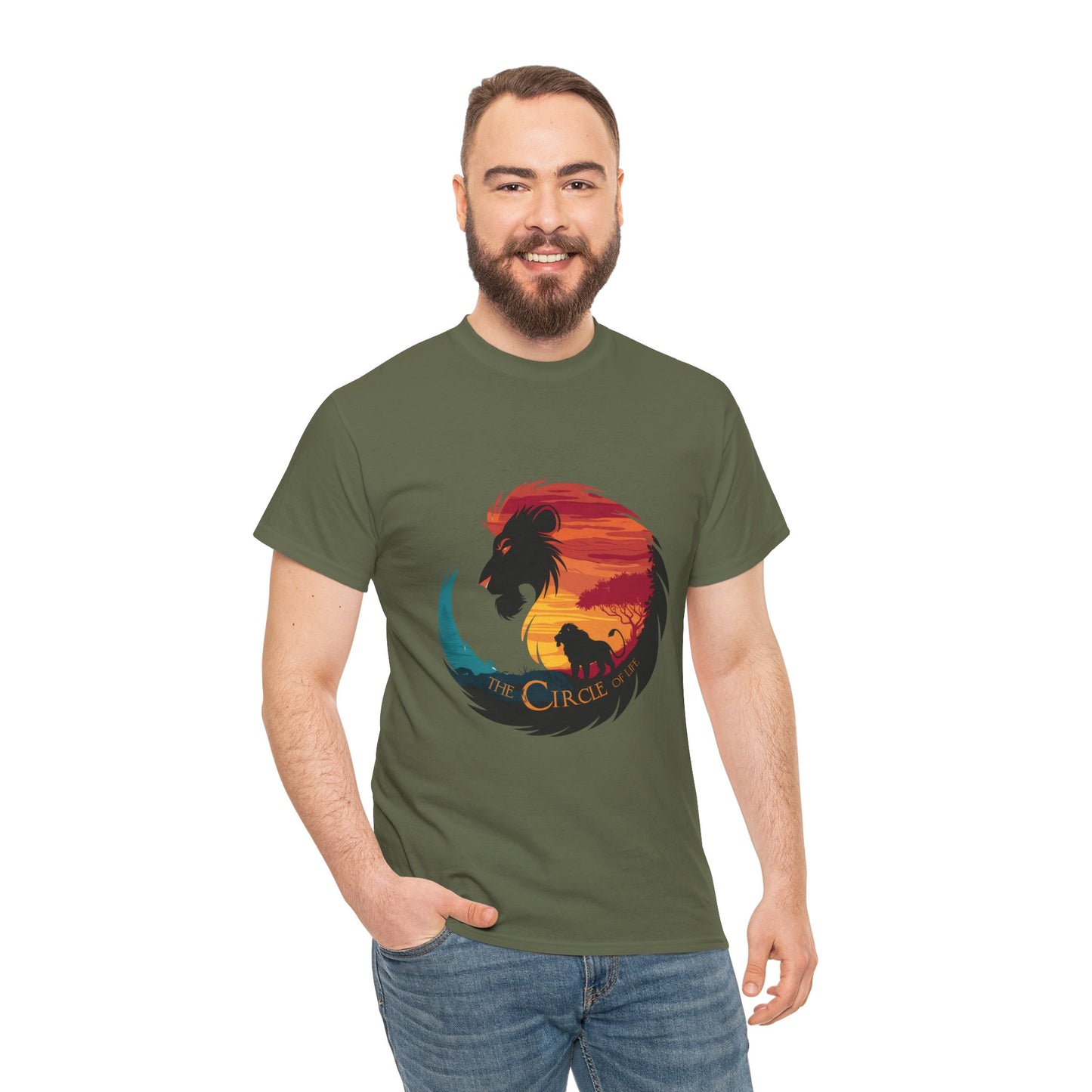 The Circle of Life Lion Shirt – Sunset Safari Wildlife Graphic Tee – Inspirational Nature T-Shirt for Animal Lovers & Adventure Fans