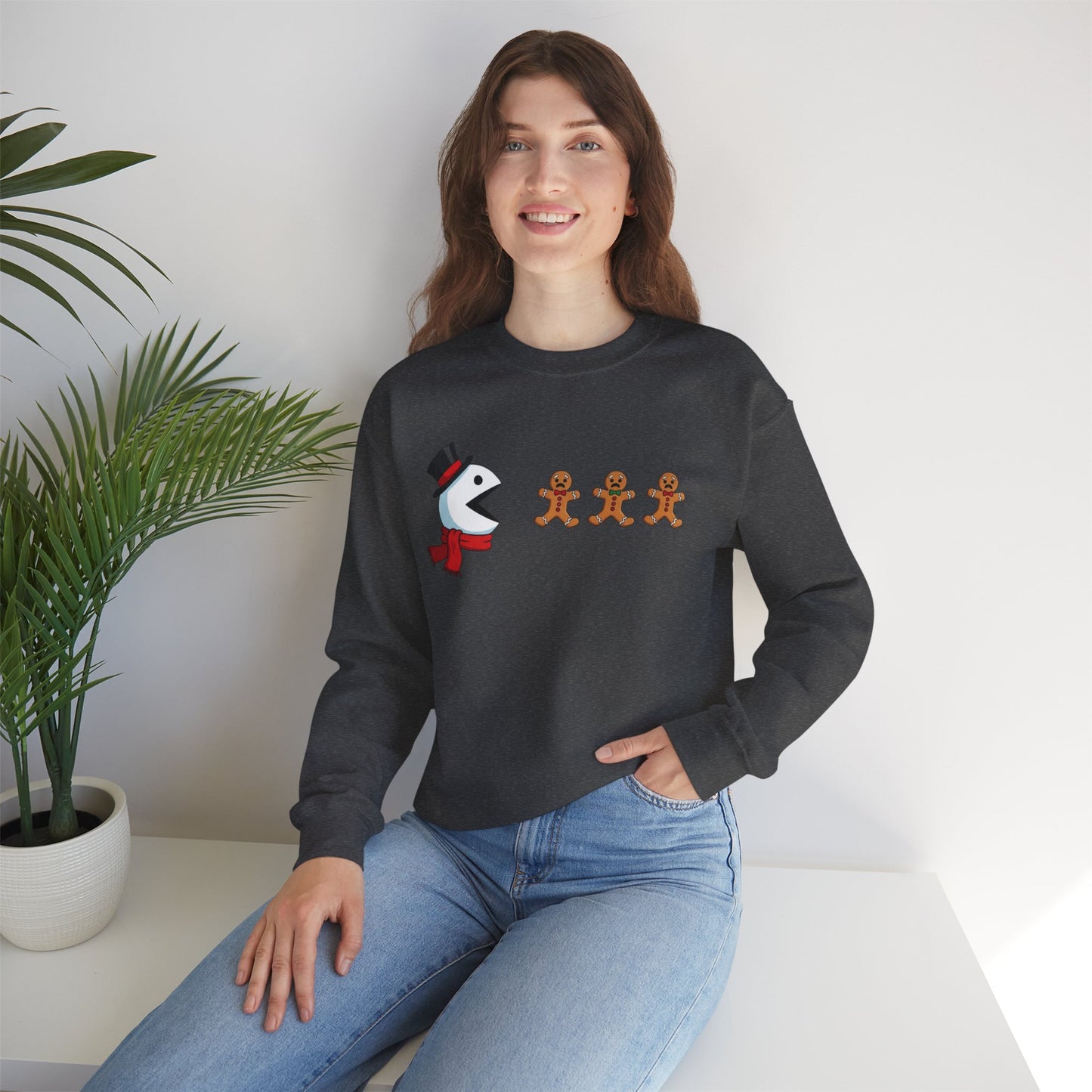 Funny Snowman And Gingerbread Sweatshirt, Cute Christmas Crewneck, Holiday Winter Sweater, Festive Graphic Pullover For Men And Women