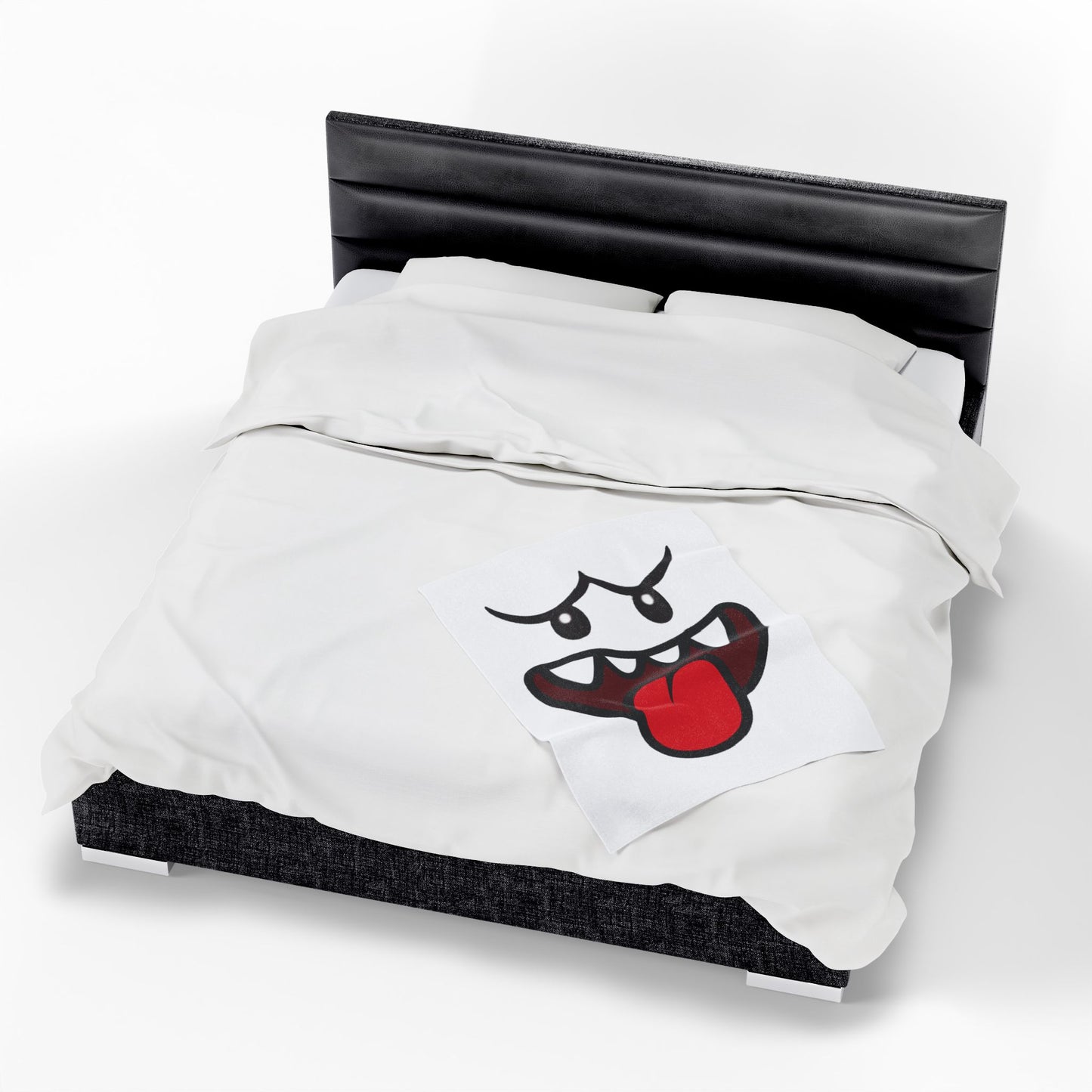 Funny Ghost Face Blanket, Spooky Halloween Throw, Creepy Gamer Room Bedding, Novelty Tongue Out Ghost Bedspread, Cool Cozy Horror Decor