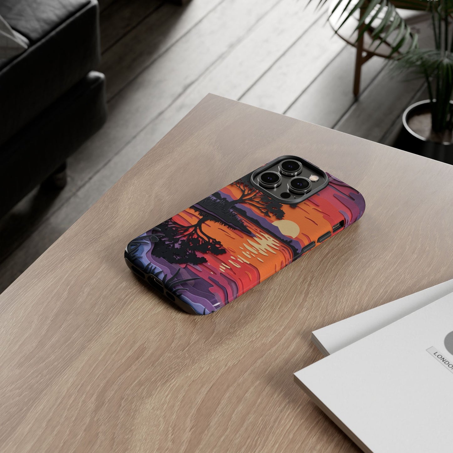 iPhone Case - Colorful Paper Art Sunset Design