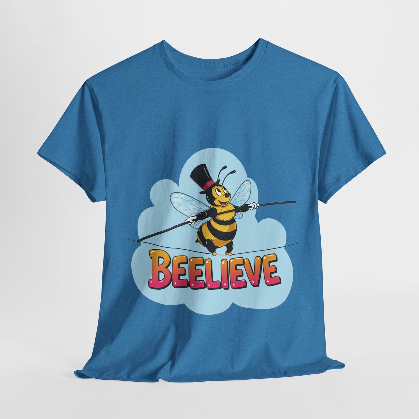 “Beelieve” Bee Pun T‑Shirt | Cute Bee Graphic Tee | Inspirational Pun Shirt | Funny Nature Lover Gift | Bee Belief Positive Vibes Tee