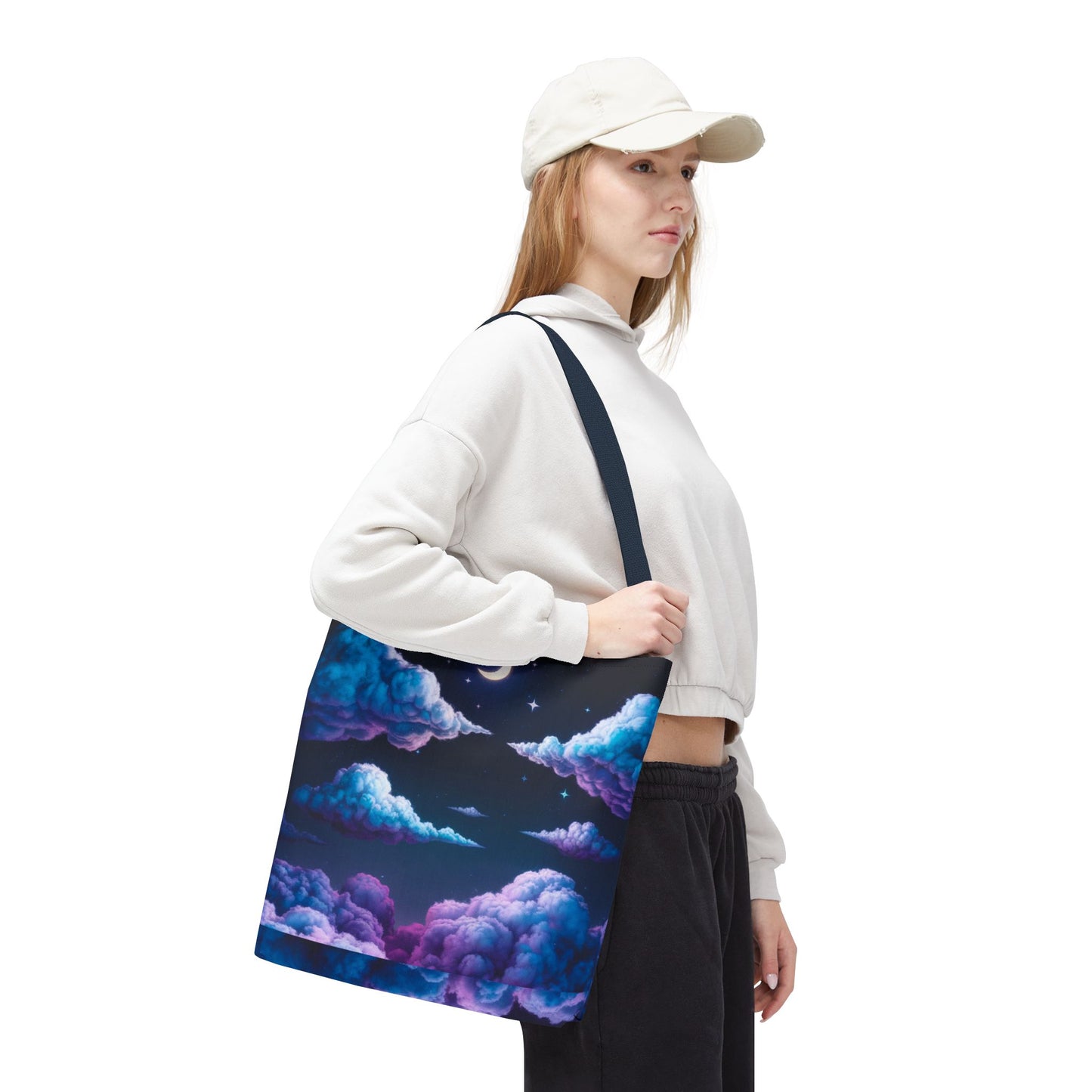 Dreamy Moon & Clouds Tote Bag • Celestial Night Sky Tote • Boho Moon Cloud Tote • Eco-Friendly Cosmic Art Tote • Gift for Stargazers