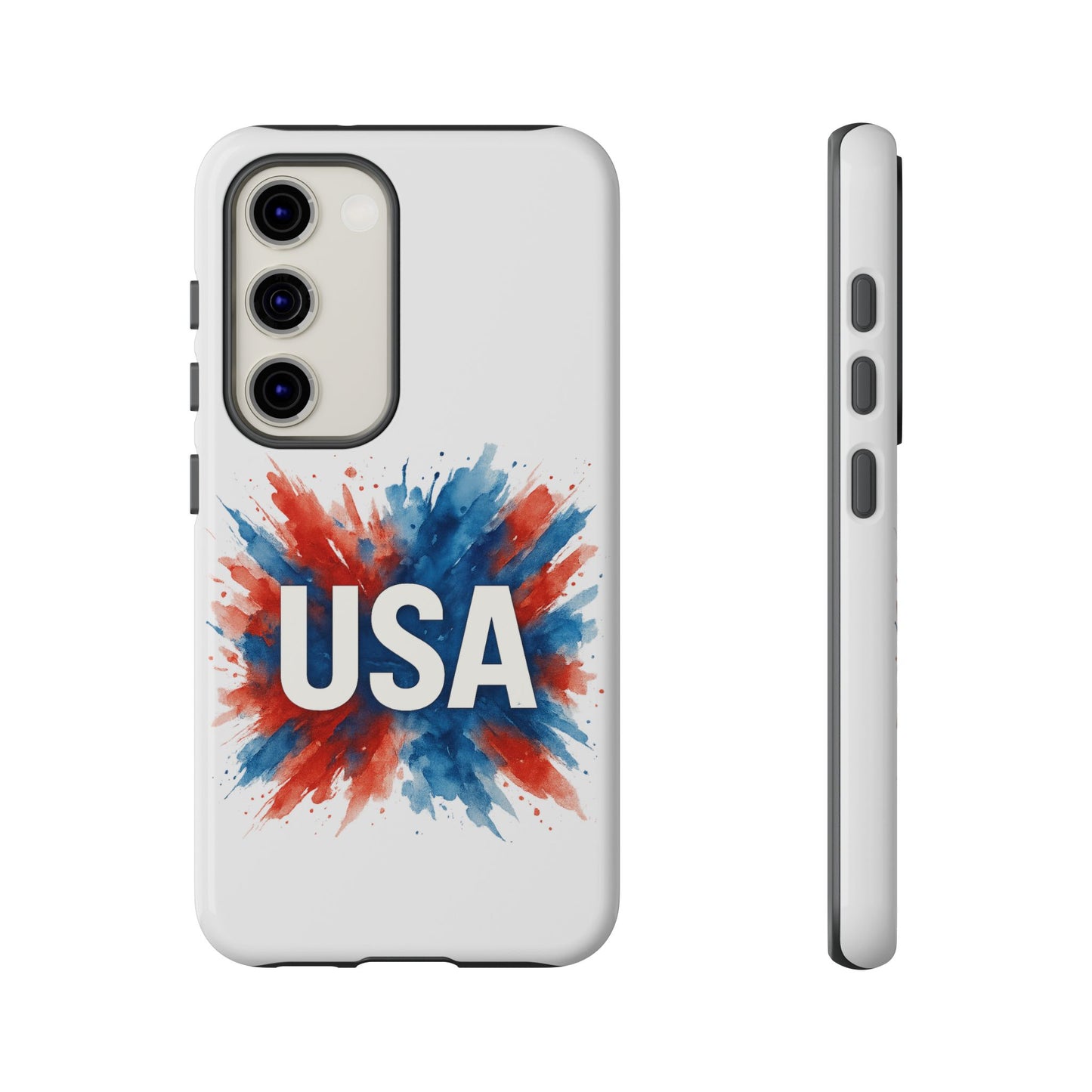 USA Splash Samsung Case - Patriotic Red White Blue Tough Cover, Dual-Layer Protection, 4th of July amd Veteran Gift for Galaxy