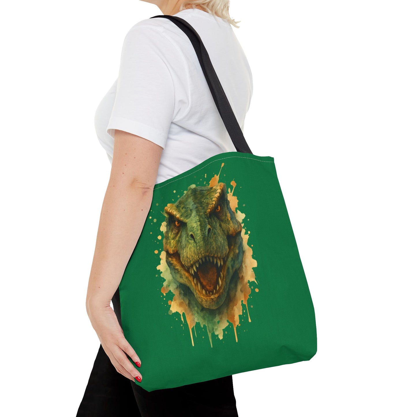 Watercolor T-Rex Tote Bag - Eco Canvas Dino Shopper, Dinosaur Lover Gift, Book Bag, Reusable Grocery Tote - Aesthetic Paleontology Art