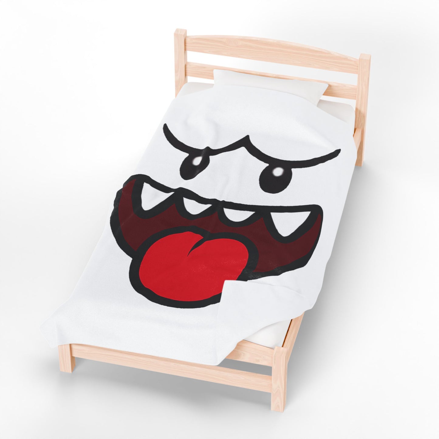 Funny Ghost Face Blanket, Spooky Halloween Throw, Creepy Gamer Room Bedding, Novelty Tongue Out Ghost Bedspread, Cool Cozy Horror Decor
