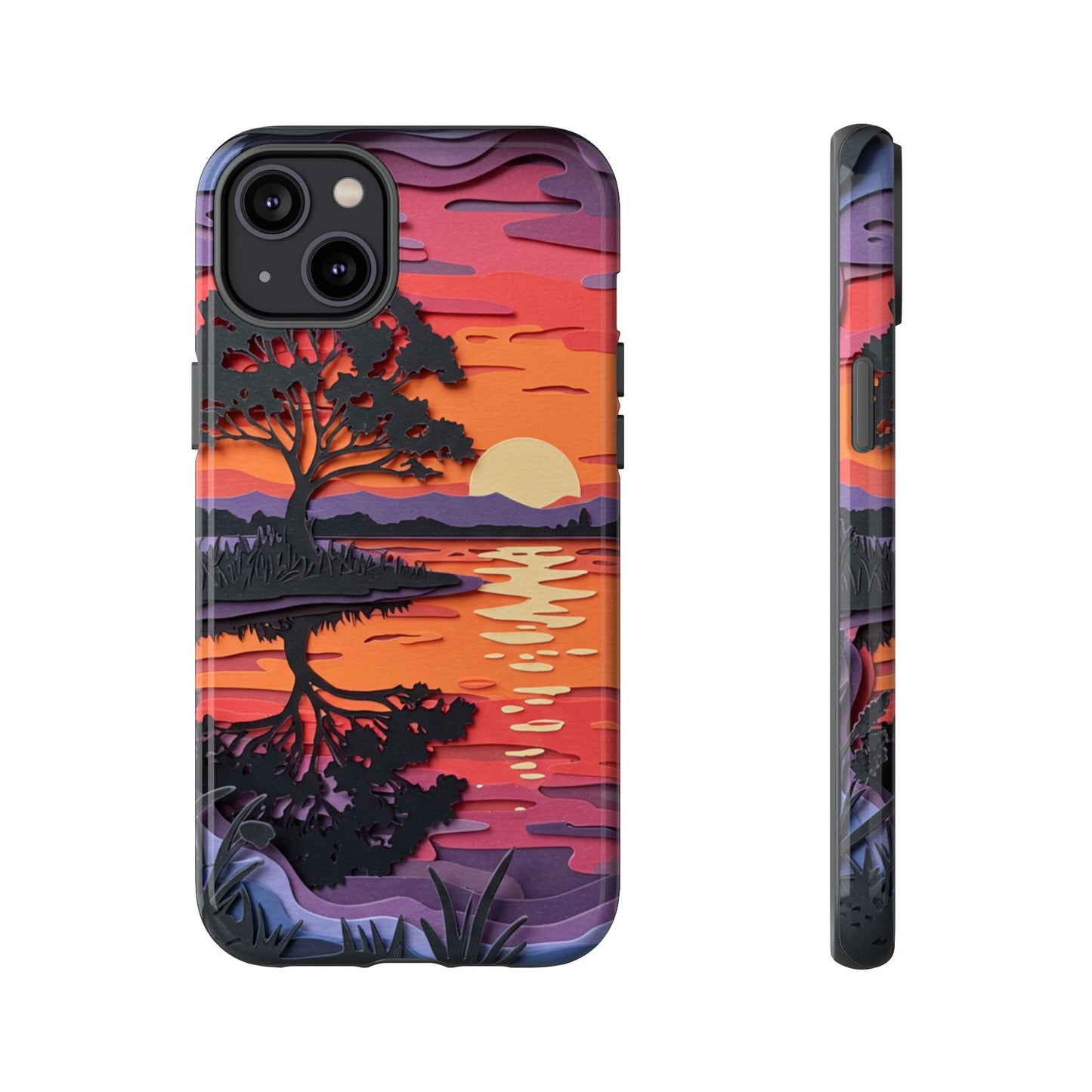 iPhone Case - Colorful Paper Art Sunset Design