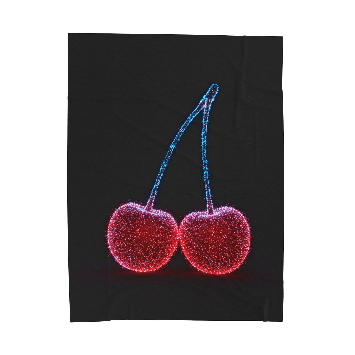 Plush Blanket with Bioluminescent Cherries Cherry Throw Cherry Decor Cherry Blanket