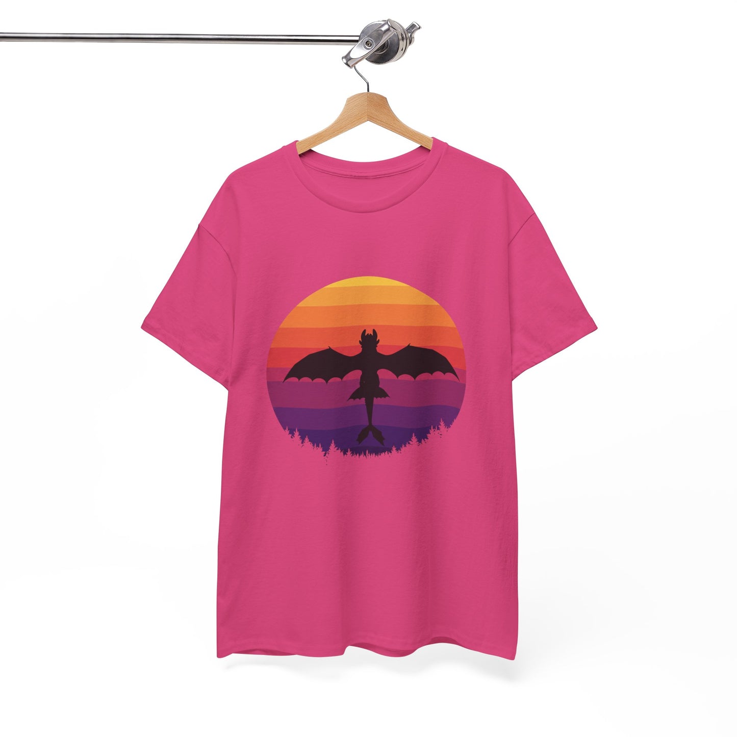 Night Dragon Sunset T-Shirt | Retro Dragon Silhouette Tee | Fantasy Dragon Shirt | Unisex Graphic Tee | Gift for Dragon Lovers