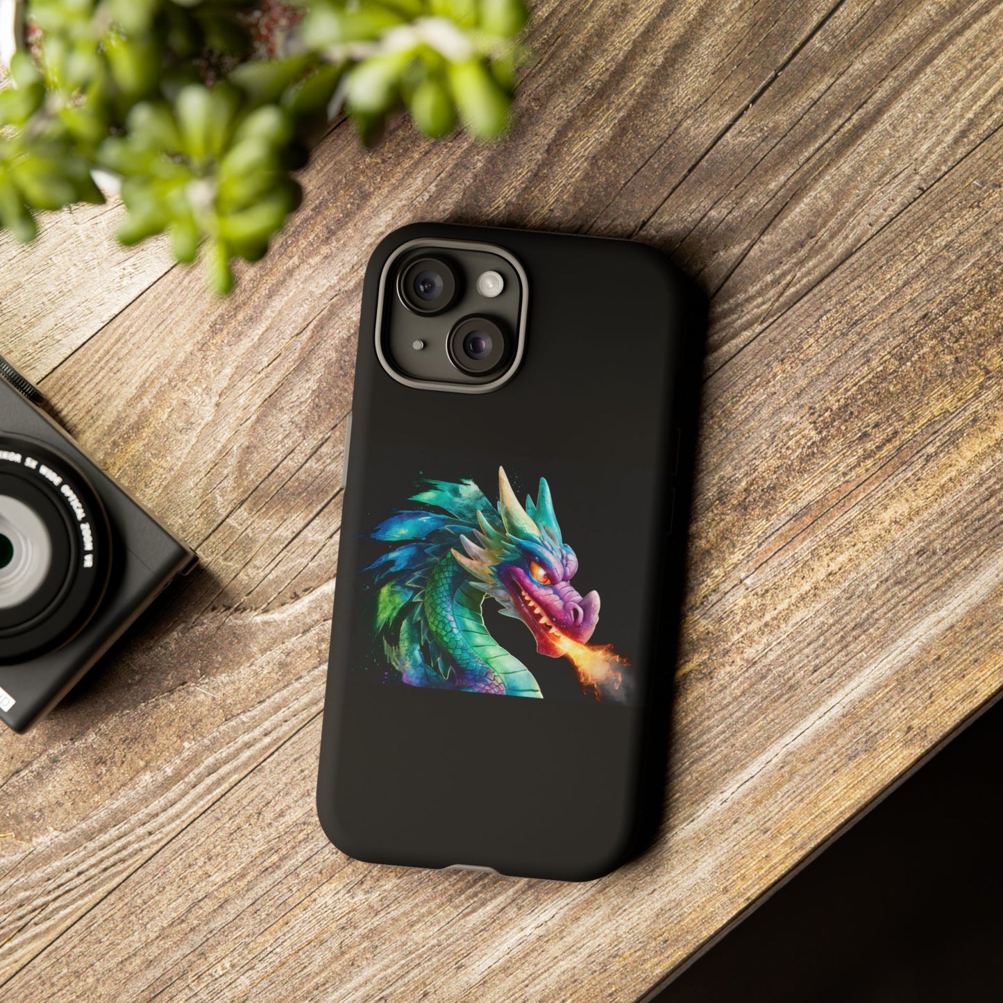 Dragon iPhone Case - Fantasy Fire-Breathing Art Protective Cover - Bookish Dark Academia Aesthetic Gift for Teens and Adults