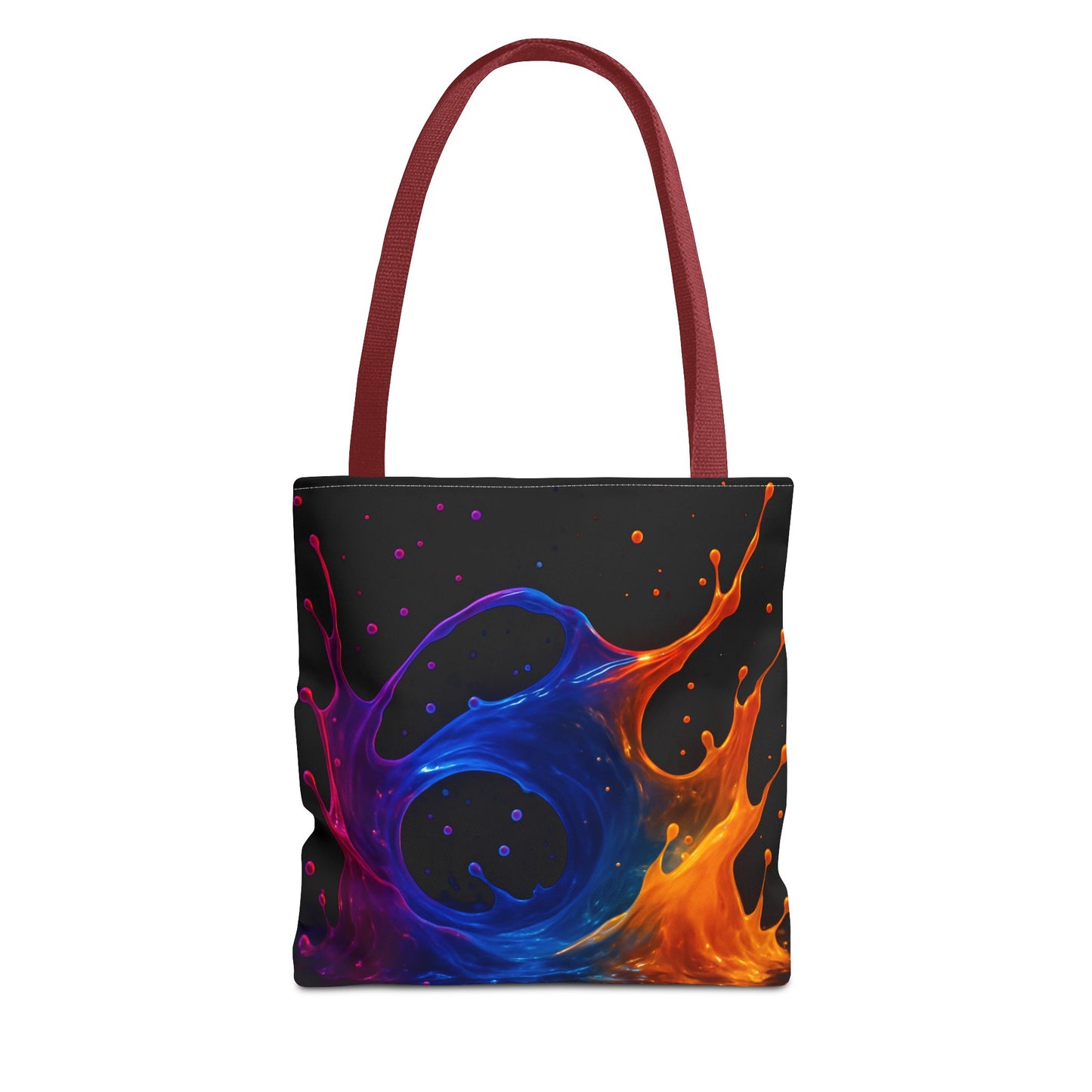 Elemental Fusion Tote Bag, Fire And Water Abstract Art Design, Vibrant Blue And Orange Splash Reusable Tote For Artists, Travel, And Everyday Use
