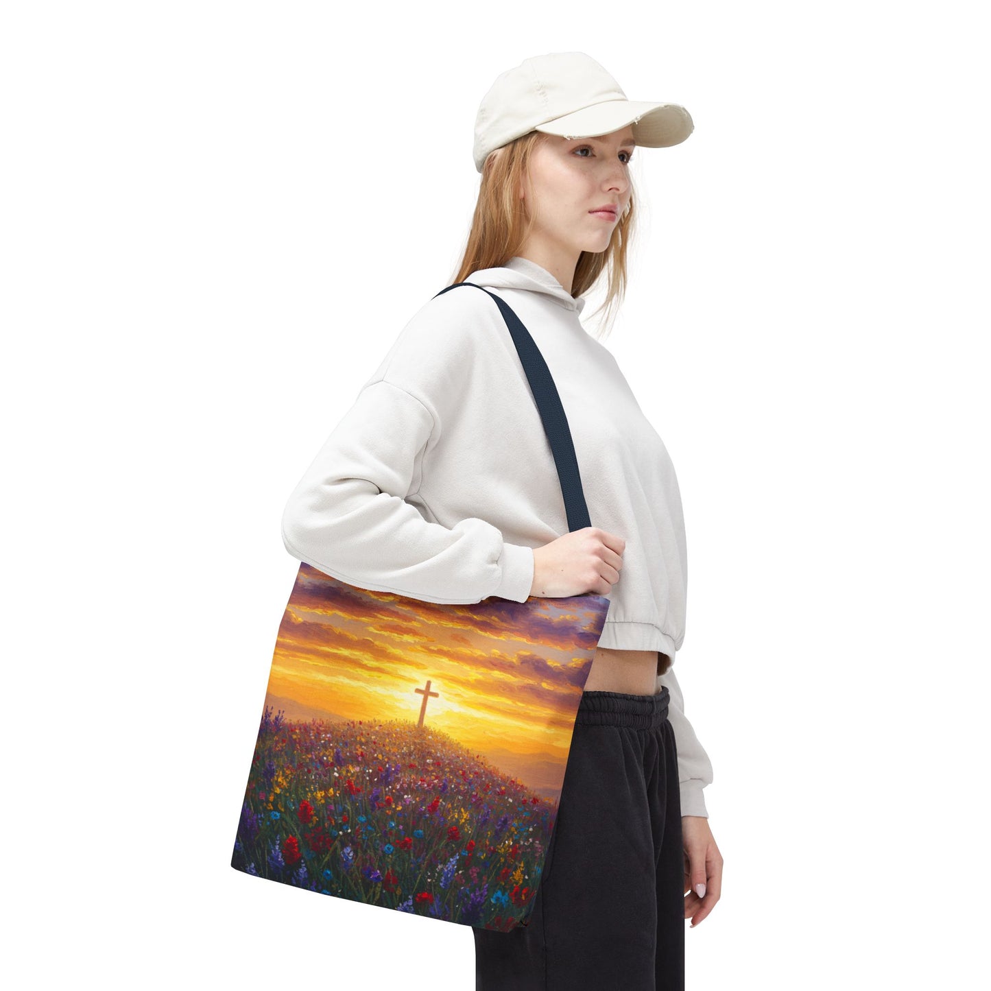 Cross Painted Tote Bag Christian Bag Inspirational Tote Spiritual Bag Religious Tote Bag