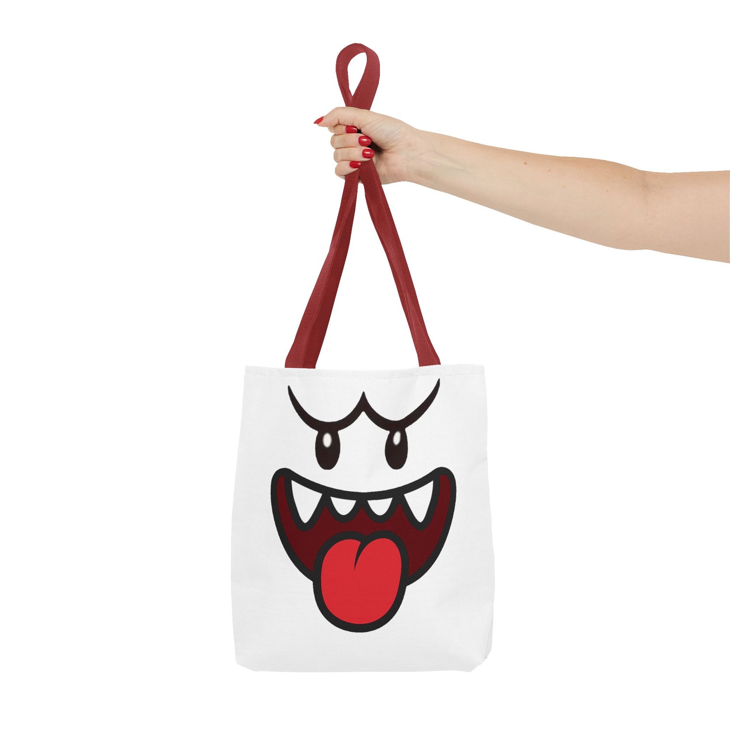 Funny Ghost Face Tote Bag, Spooky Halloween Shopping Bag, Creepy Cute Gamer Tote, Novelty Reusable Canvas Bag, Horror Themed Trick or Treat Bag