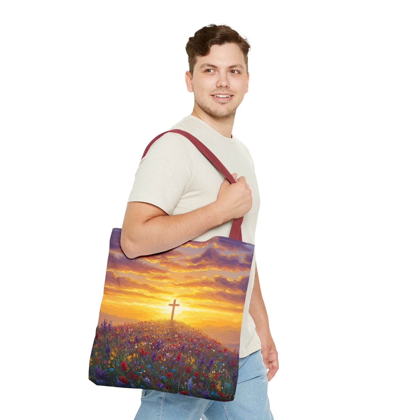 Cross Painted Tote Bag Christian Bag Inspirational Tote Spiritual Bag Religious Tote Bag