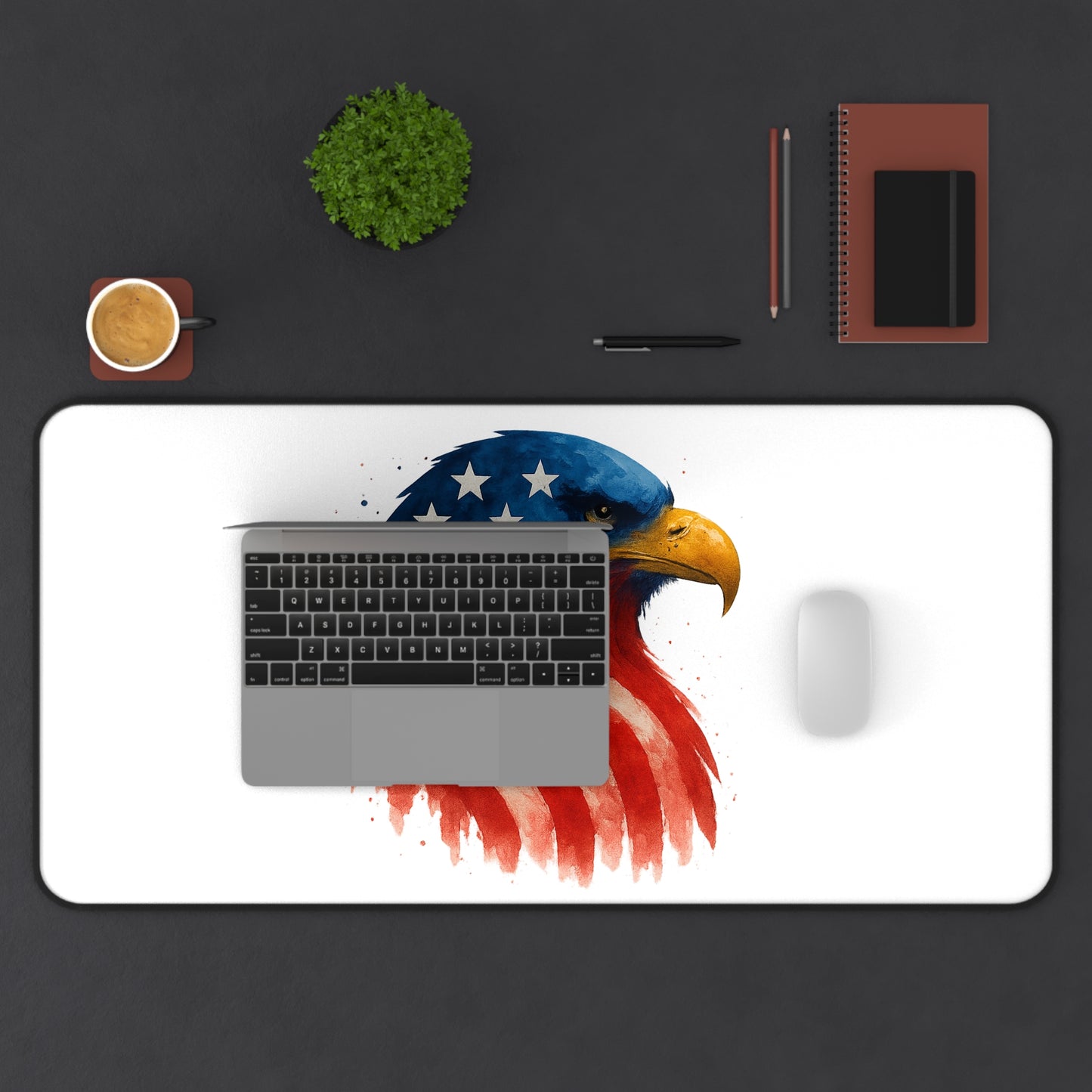 Patriotic Eagle Desk Mat USA Flag Gaming and Office Extended Mouse Pad - Bald Eagle Art Gift for Veterans, 4th of July, Memorial Day