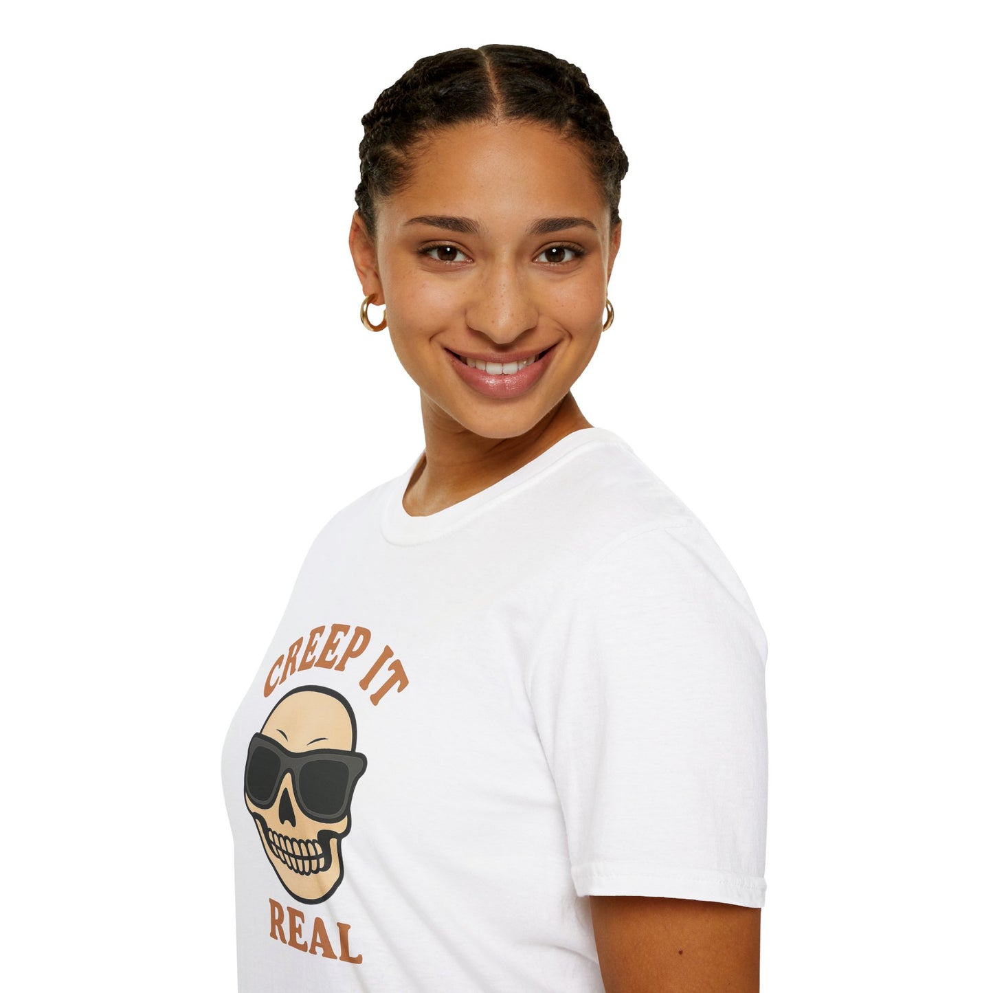 Creep It Real Shirt - Funny Skull Halloween T-Shirt, Spooky Season Graphic Tee, Cool Skeleton with Sunglasses, Humorous Fall Top