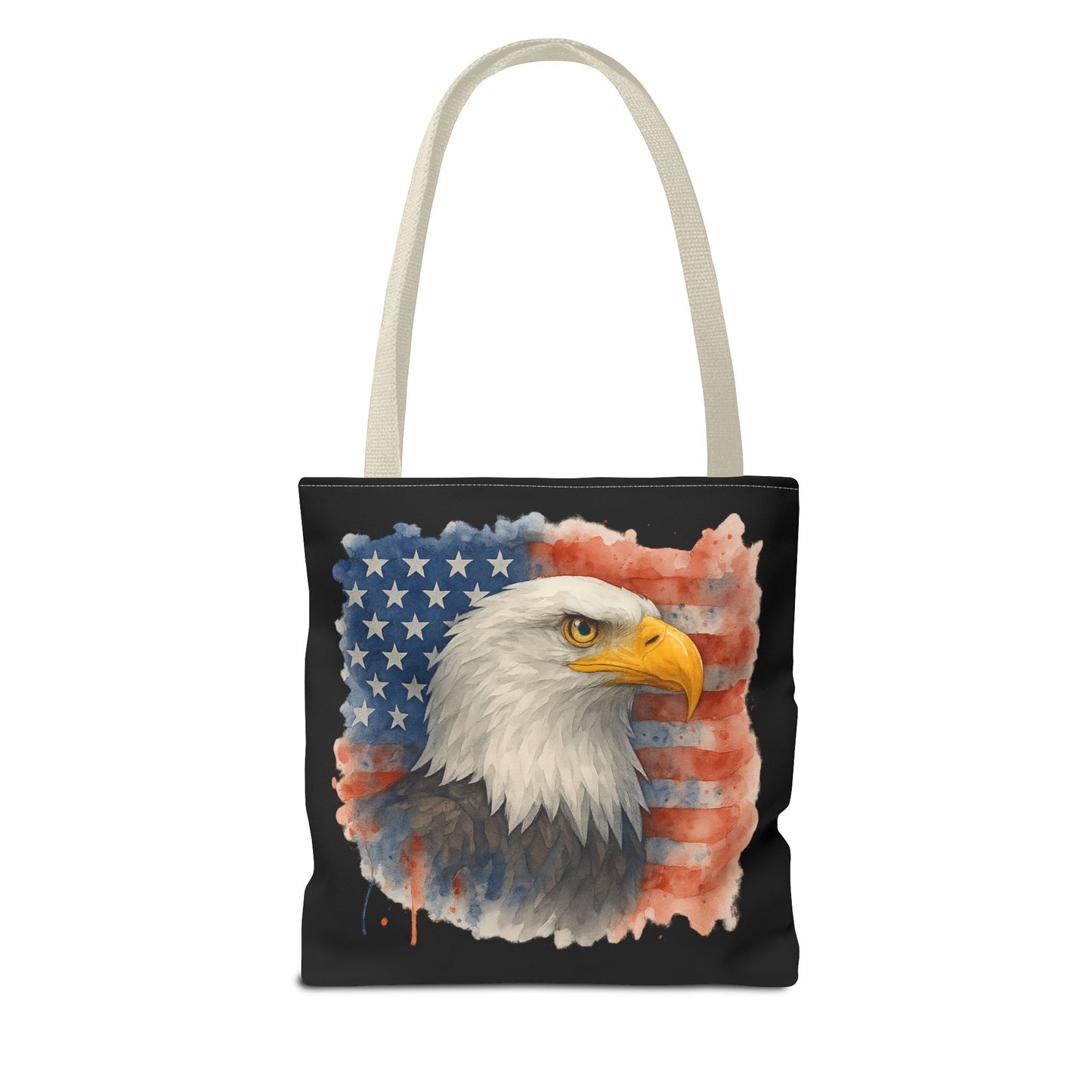 Patriotic Tote Bag with American Flag and Bald Eagle Watercolor Print 4th of July Bag Memorial Day Tote Veteran's Day Tote Bag