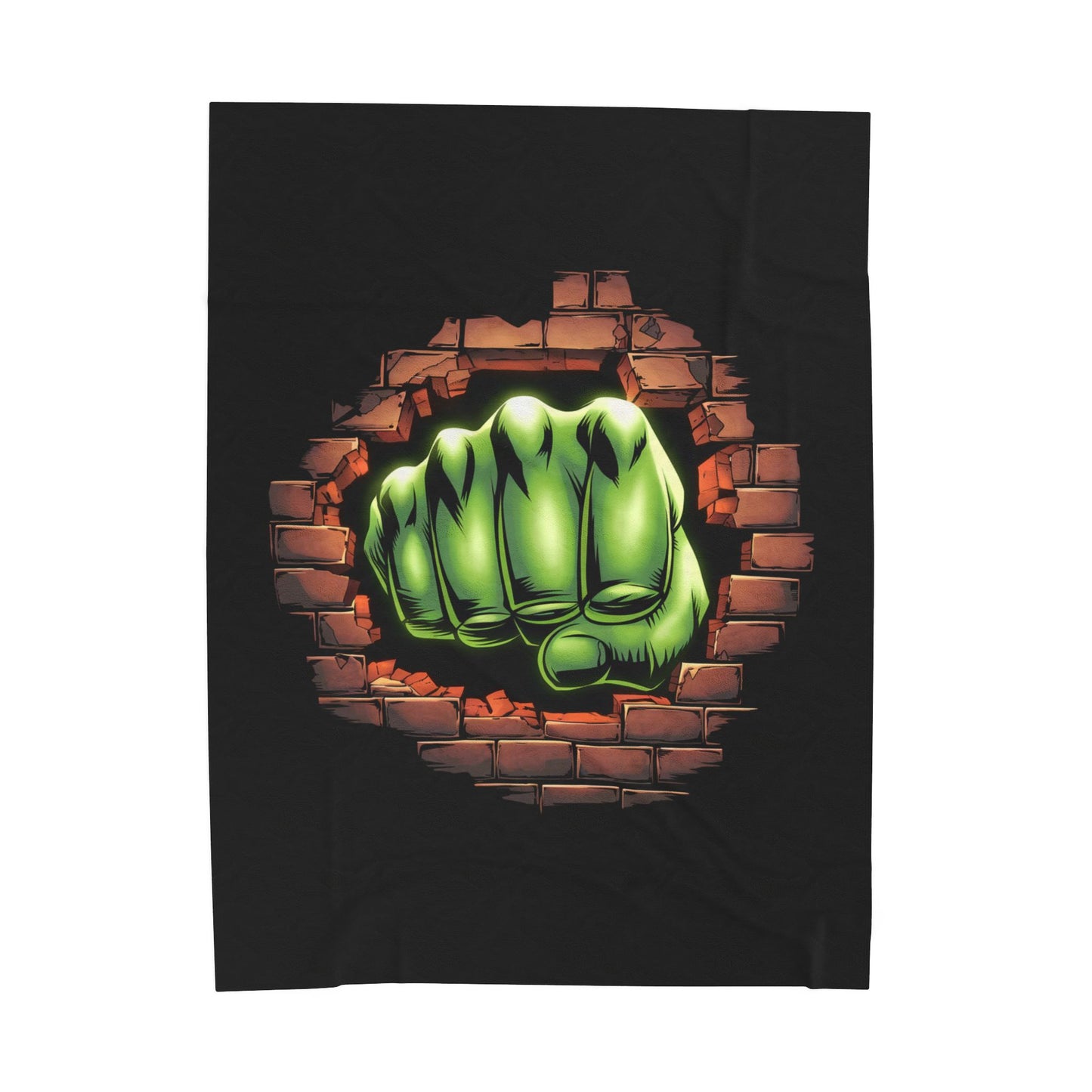 Plush Blanket Green Fist Smash Design, Green Throw, Green Comic Blanket, Geeky Decor