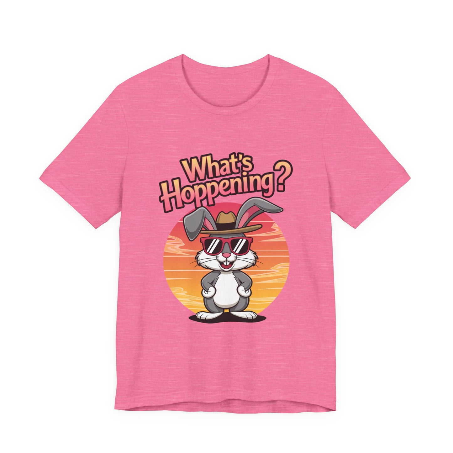 What’s Hoppening Funny Bunny Shirt – Cute Rabbit Pun T-Shirt – Sunset Graphic Tee for Animal Lovers, Easter, and Pun Enthusiasts