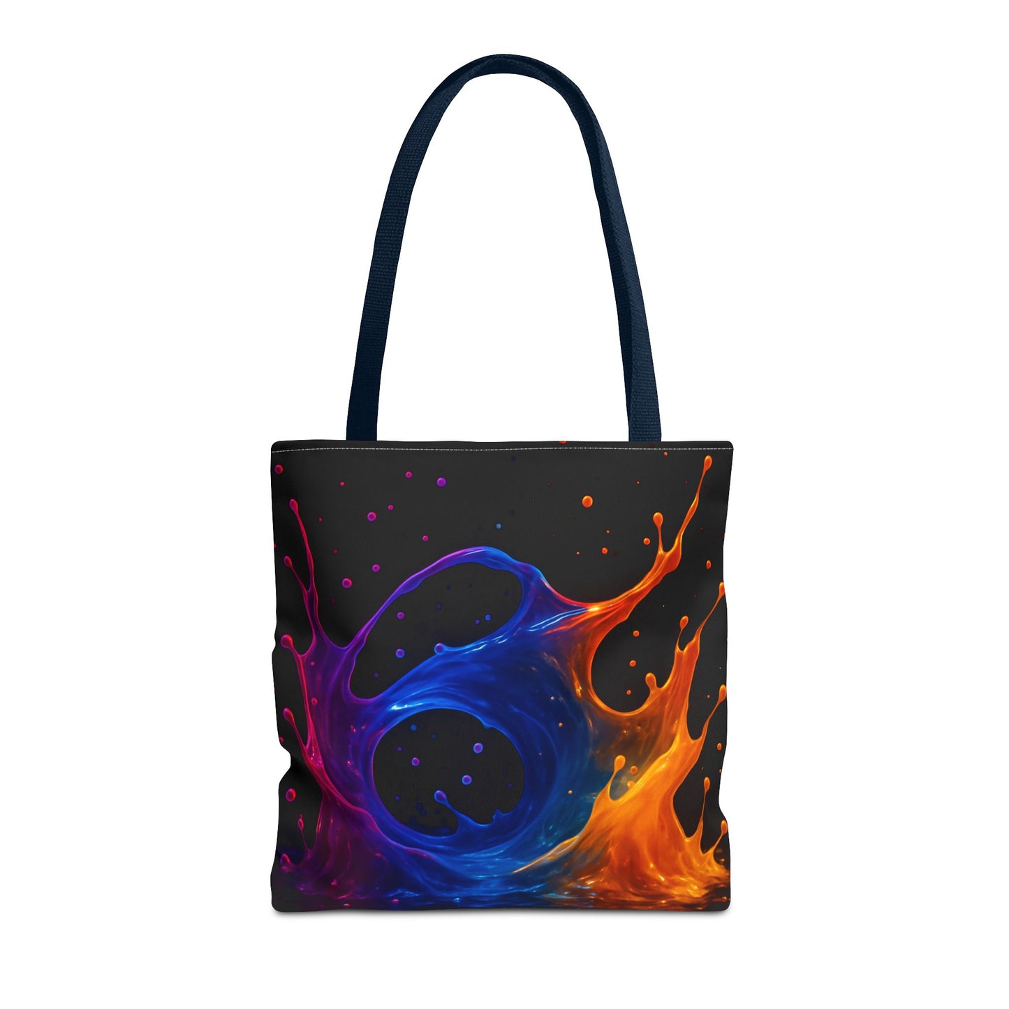 Elemental Fusion Tote Bag, Fire And Water Abstract Art Design, Vibrant Blue And Orange Splash Reusable Tote For Artists, Travel, And Everyday Use