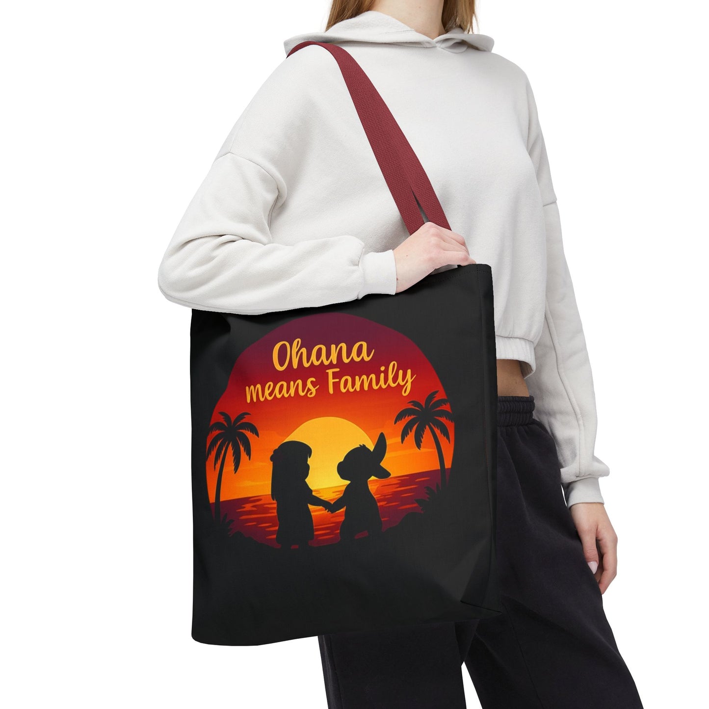 Ohana Means Family Tote Bag – Lilo and Stitch Inspired Bag, Hawaiian Quote, Disney Aesthetic Gift, Reusable Grocery or Beach Bag