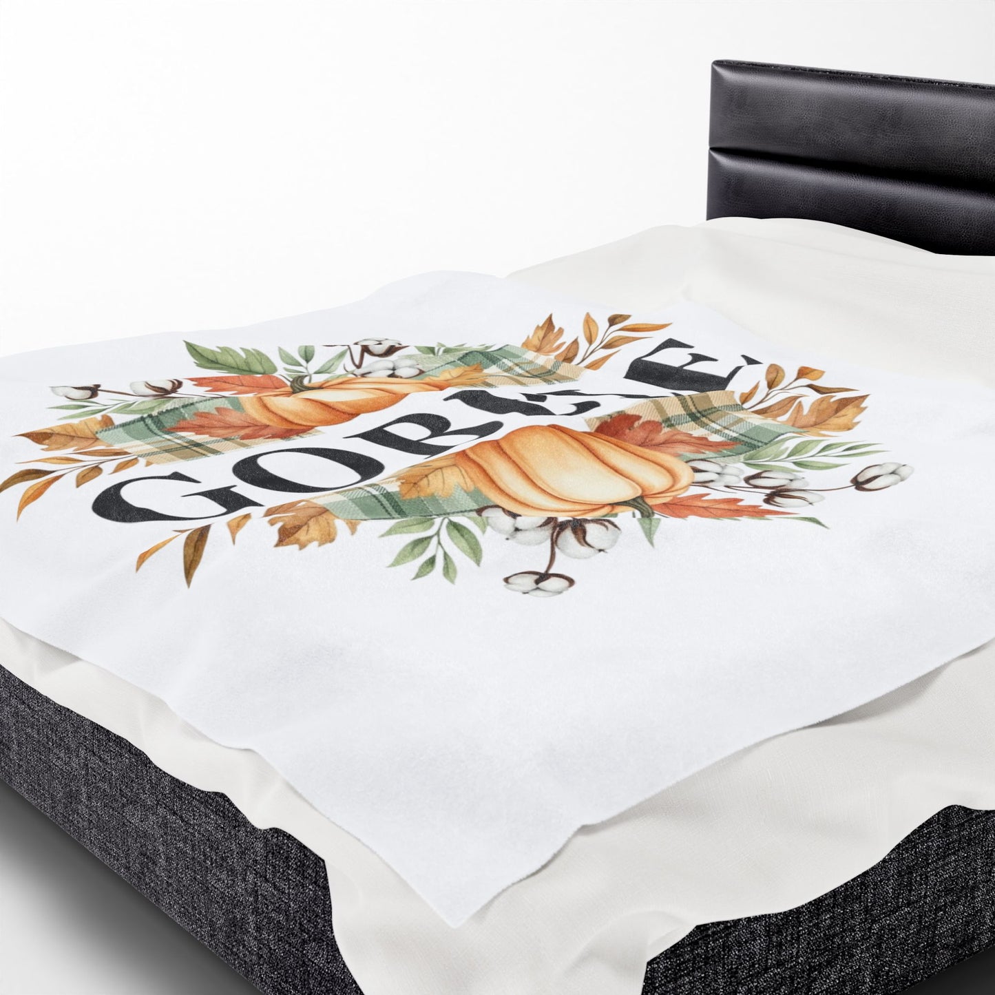 Gobble Fall Blanket, Thanksgiving Throw Blanket With Pumpkins And Leaves, Cozy Autumn Decor, Soft Fleece Blanket Gift For Family Gatherings