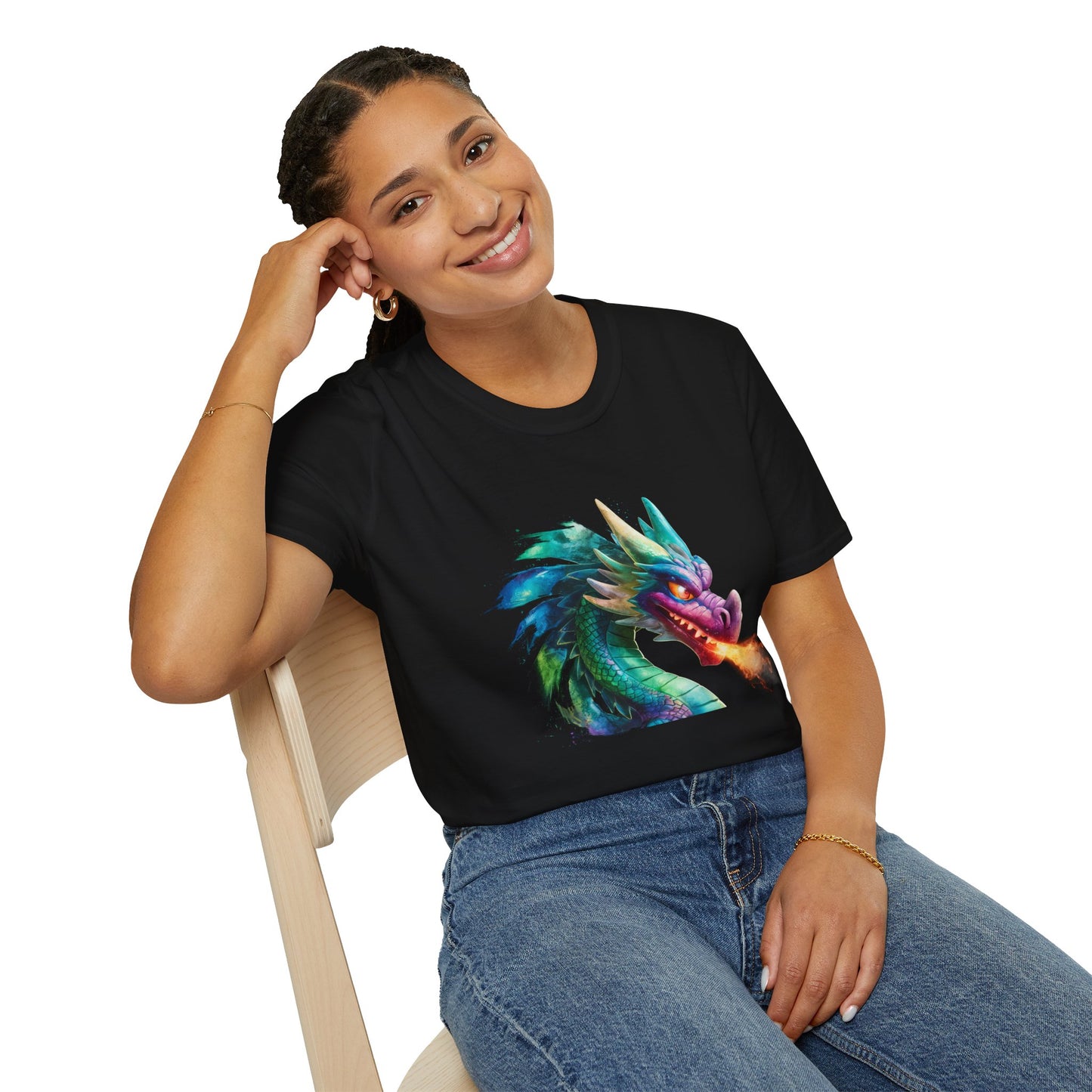 Fire Breathing Dragon Shirt | Fantasy Dragon Head Tee | Gamer Gift T-Shirt | Unisex Mythical Graphic Tee | DnD, RPG, Magic Style
