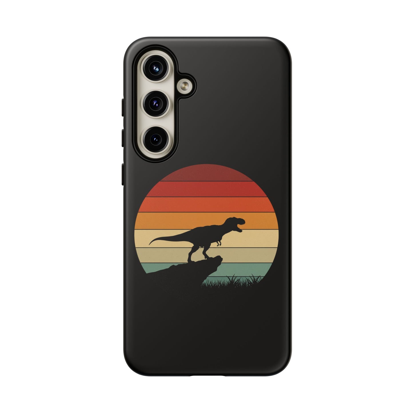 Retro Sunset Dinosaur Samsung Case | T-Rex Silhouette Vintage Gradient Cover for Galaxy S25/S24/S23 Series Dinosaur Phone Case