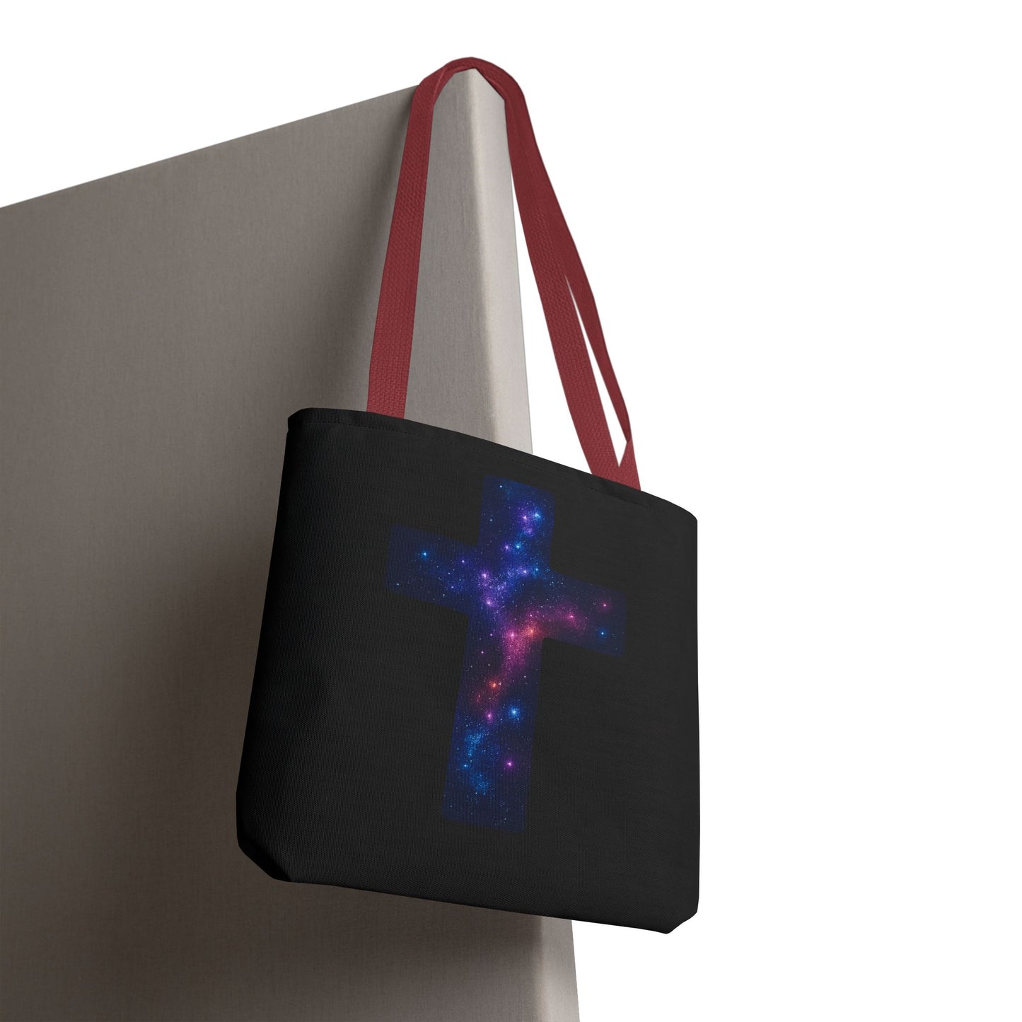 Galaxy Cross Tote Bag – Christian Faith Bag, Inspirational Reusable Shopper, Spiritual Gift for Women & Men, Religious Church Bag