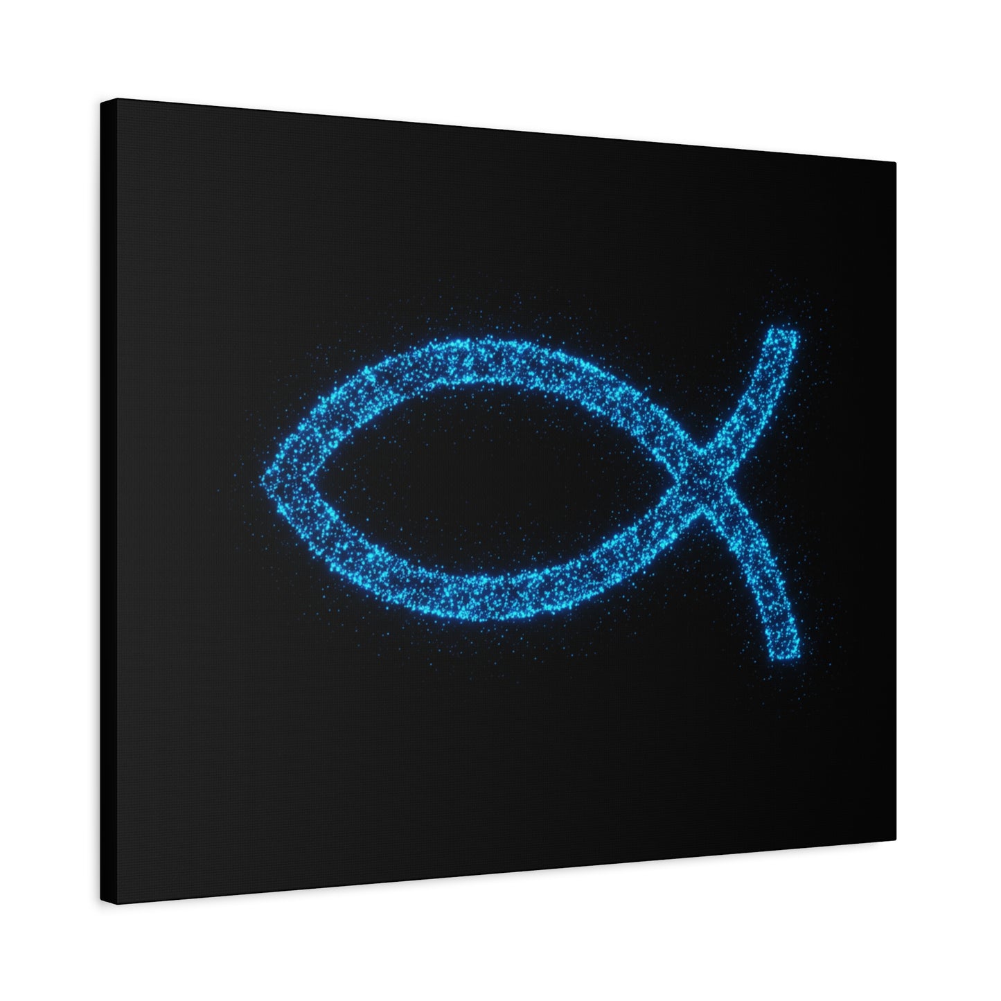 Blue Glitter Fish Symbol Matte Canvas Wall Art