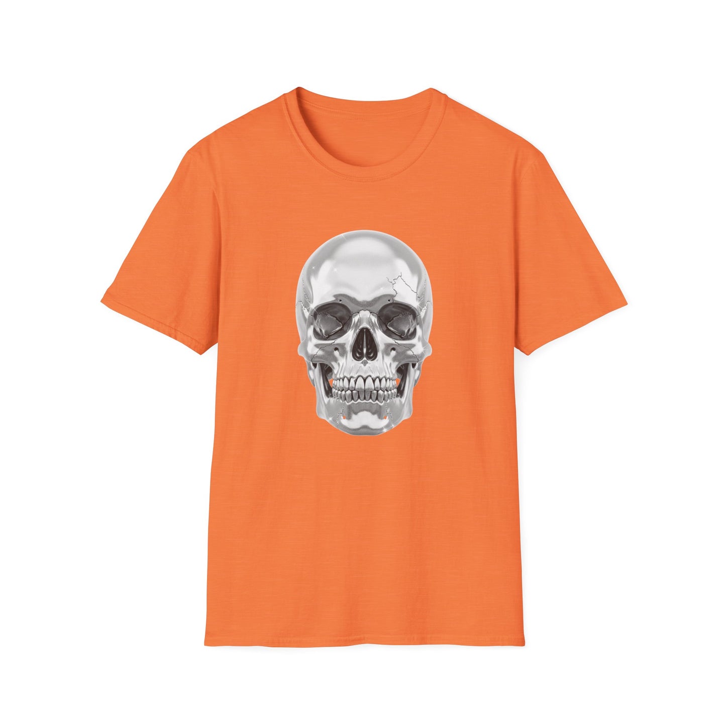 Chrome Skull Graphic Tee - Edgy Metallic Skull Shirt - Retro Rock Vibe, Dark Aesthetic, Unisex Cool Gift - Trendy Fashion Statement Top
