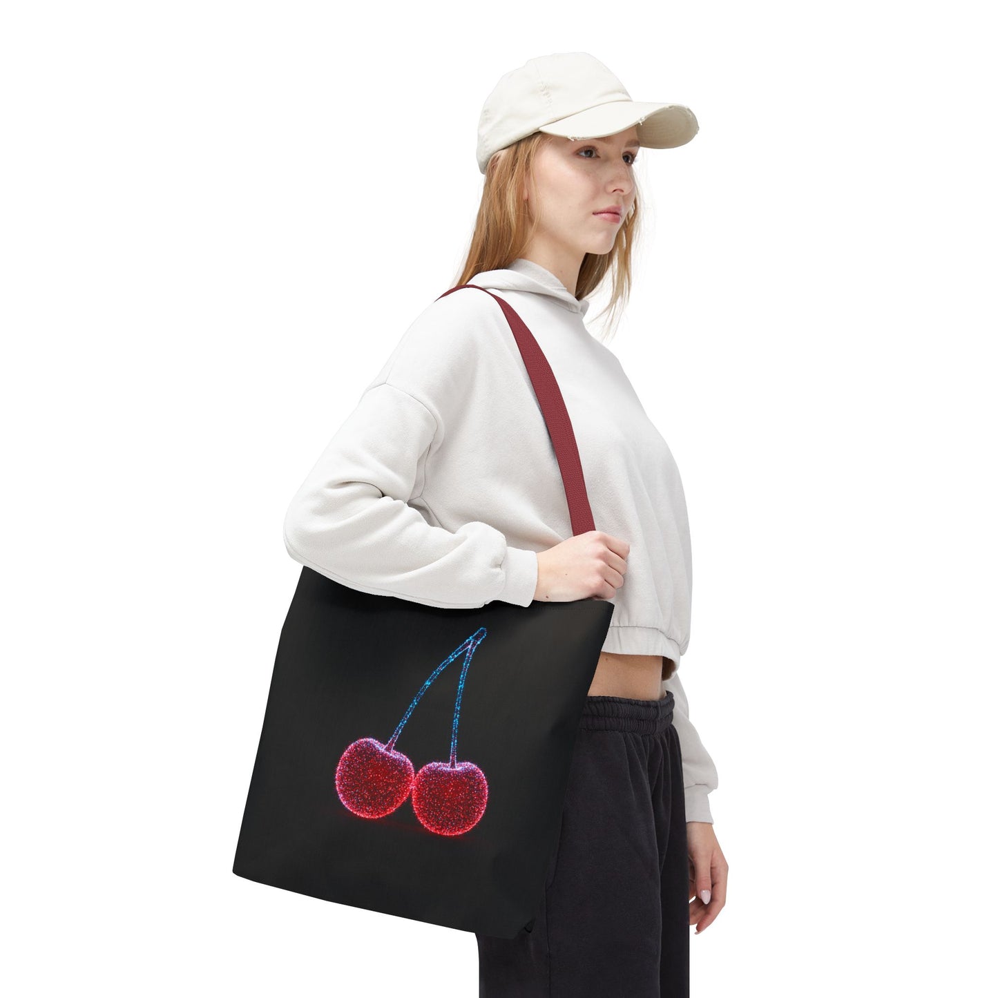 Sparkling Cherry Tote Bag Reusable Bag Shopping Bag Cherry Bag Reusable Tote