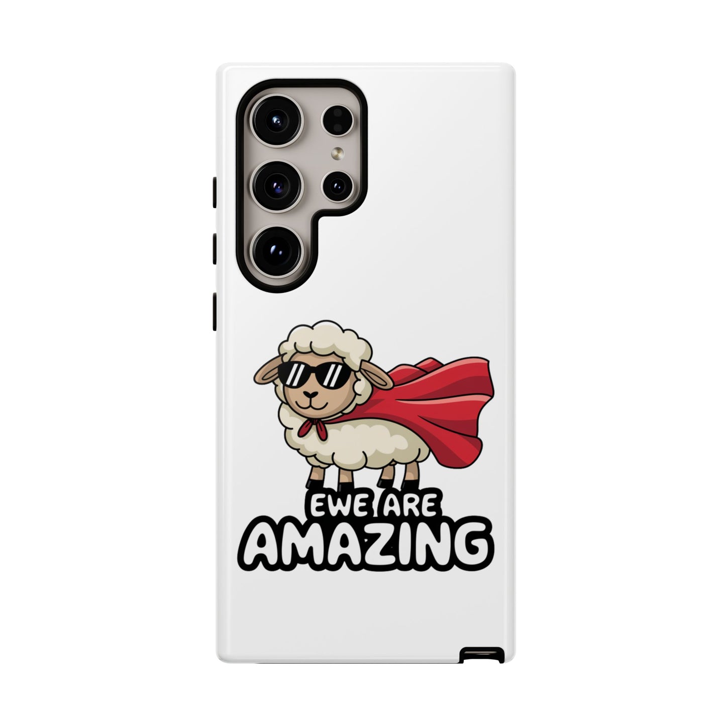 Funny Samsung Case - Cute Sheep Phone Cover - "Ewe Are Amazing" Gift for Her or Him - Animal Pun Superhero Case - Samsung Case