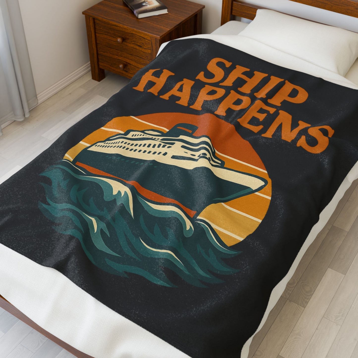 Funny Cruise Blanket – “Ship Happens” Throw Blanket, Nautical Gift for Cruise Lover, Travel Pun Blanket, Boat Trip Must-Have
