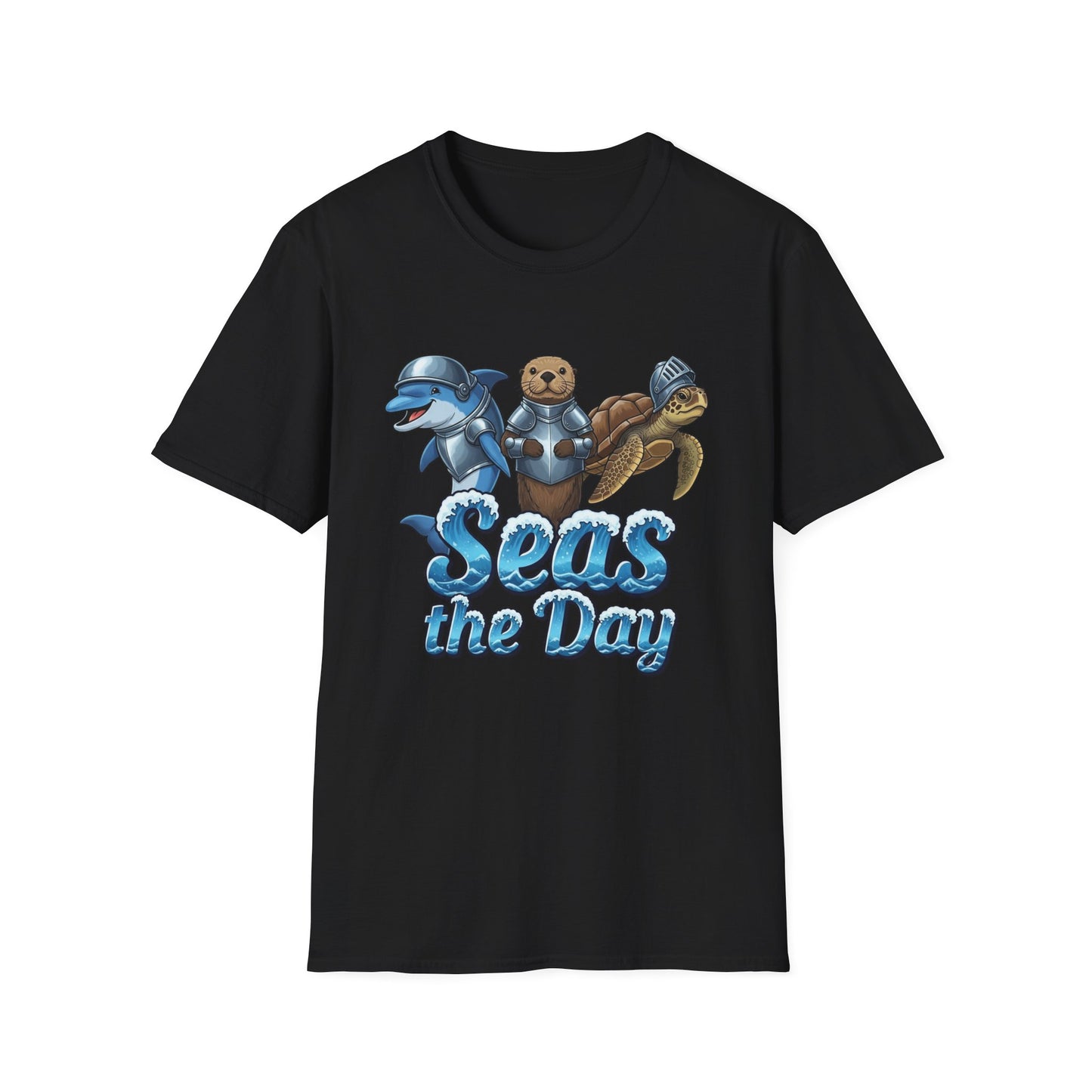 Seas the Day Shirt | Ocean Knight Animals Dolphin Otter Turtle Graphic Tee | Funny Sea Life Adventure Tee | Gift for Beach Lovers