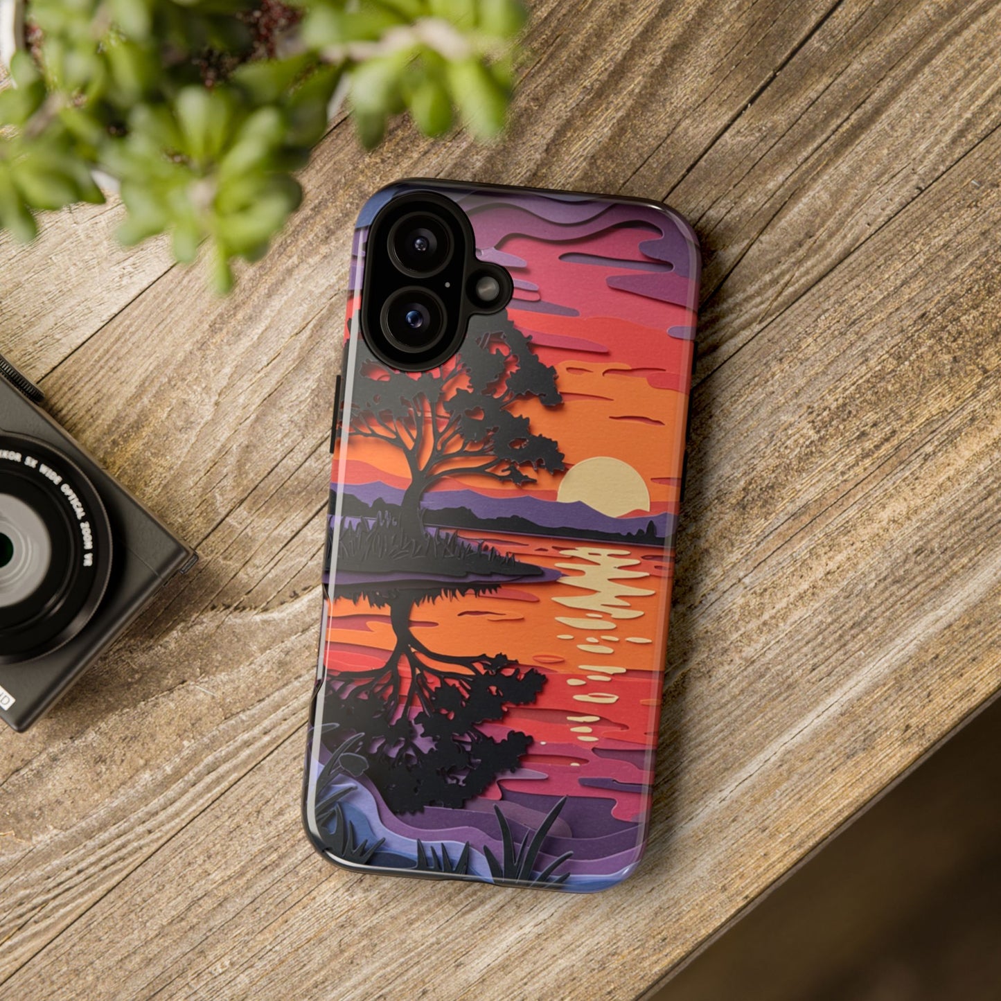 iPhone Case - Colorful Paper Art Sunset Design