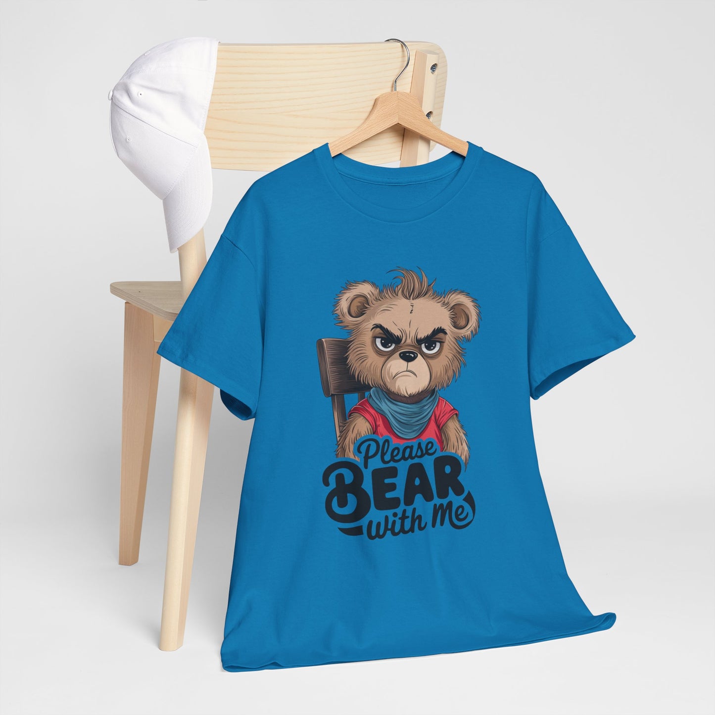 Grumpy Bear Graphic Tee – Please Bear With Me Shirt – Funny Animal T‑shirt – Sarcastic Humor Gift – Cute Bear Meme Art Tee