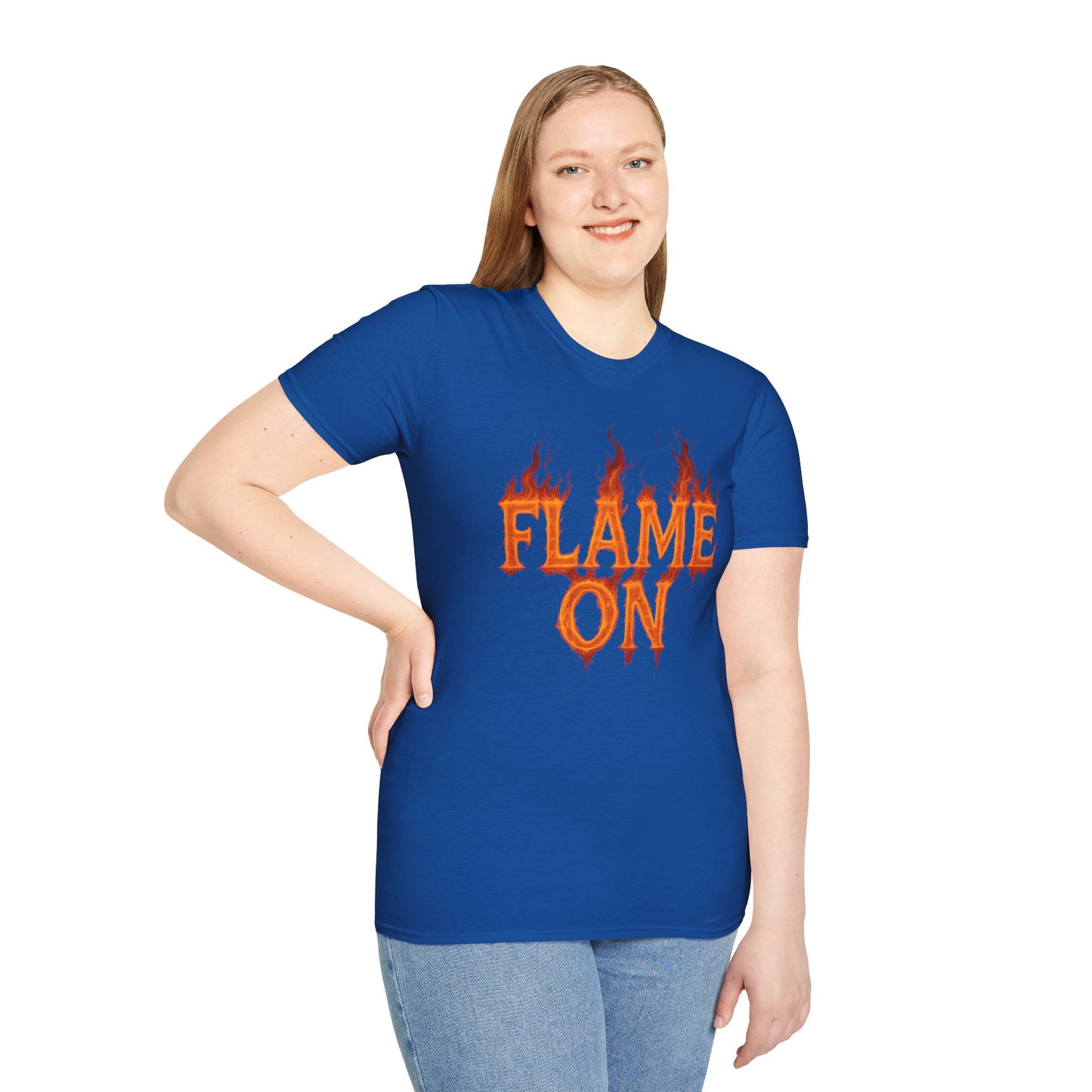 Flame On Fire Typography Shirt - Superhero Fan Gift, Personalized Fiery Slogan Tee, Comic Style Flame Letter T-Shirt, Flame Lover Shirt