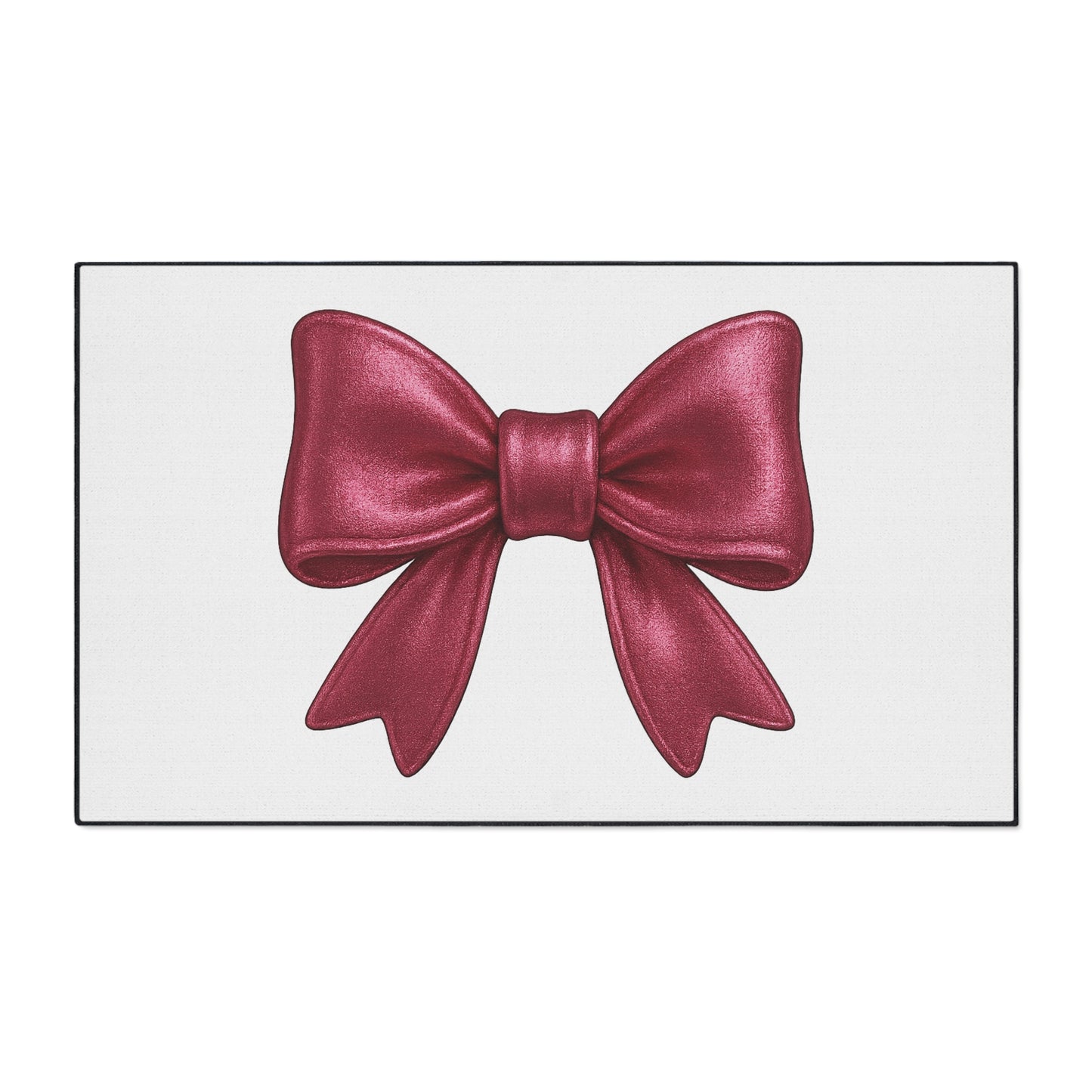 Red Bow Door Mat - Cute Glam Entry Rug, Pink Ribbon Welcome Mat, Girly Home Decor, Holiday Front Door Rug