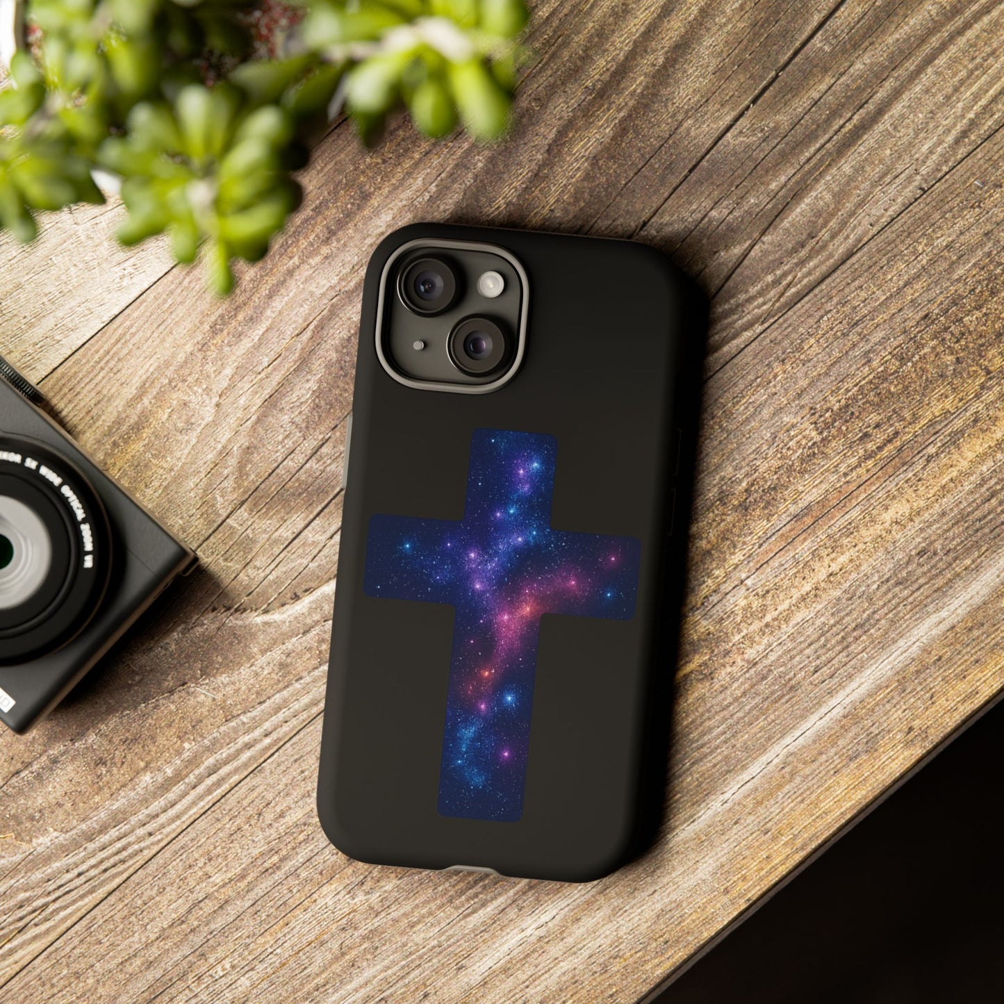 iPhone Case - Galactic Cross design Christian Phone Case Spiritual iPhone Accessory Religious Case Gift for Believers
